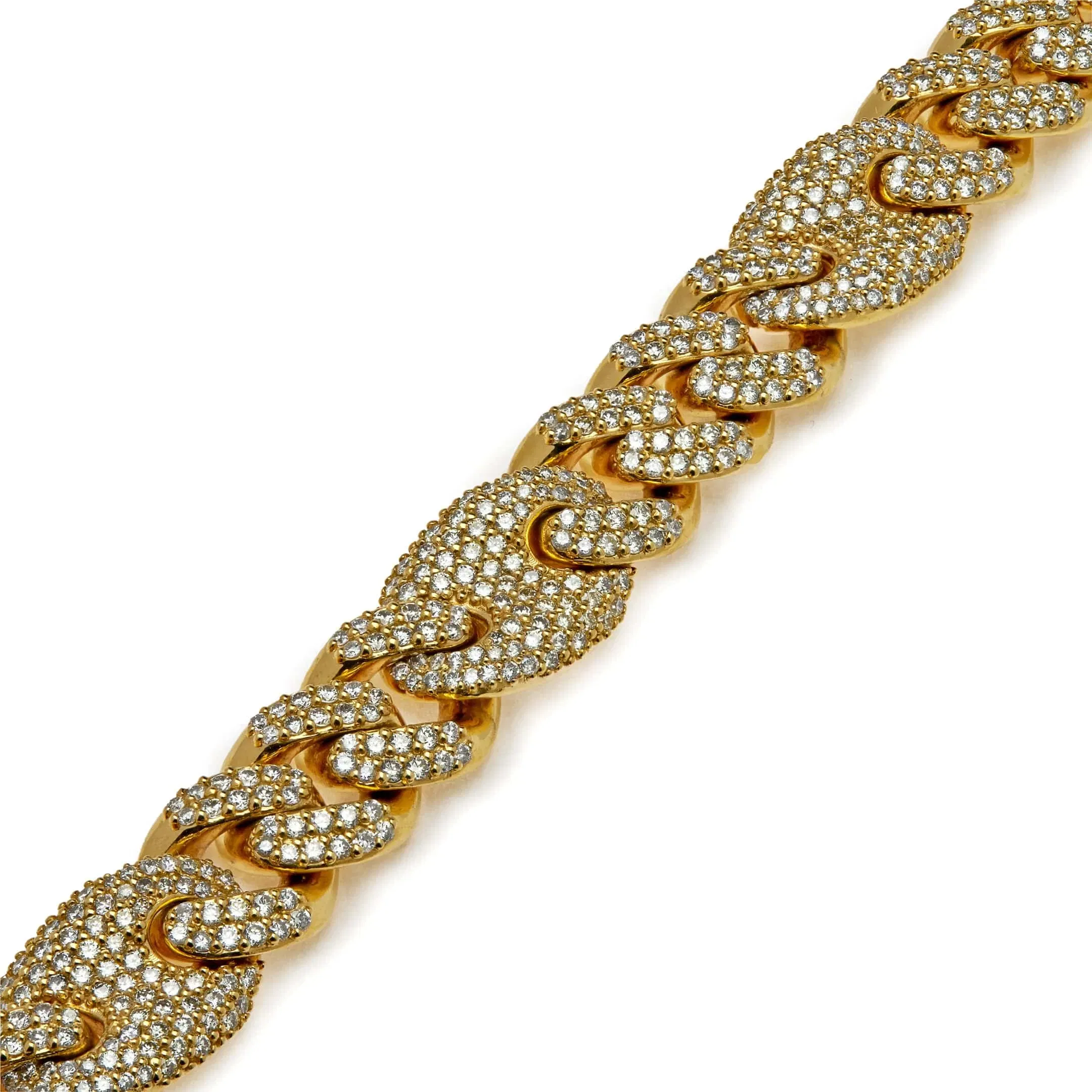 Jewels Aficionado Mens Cuban Link and Gucci Link with Pavé Diamond Yellow Gold Necklace
