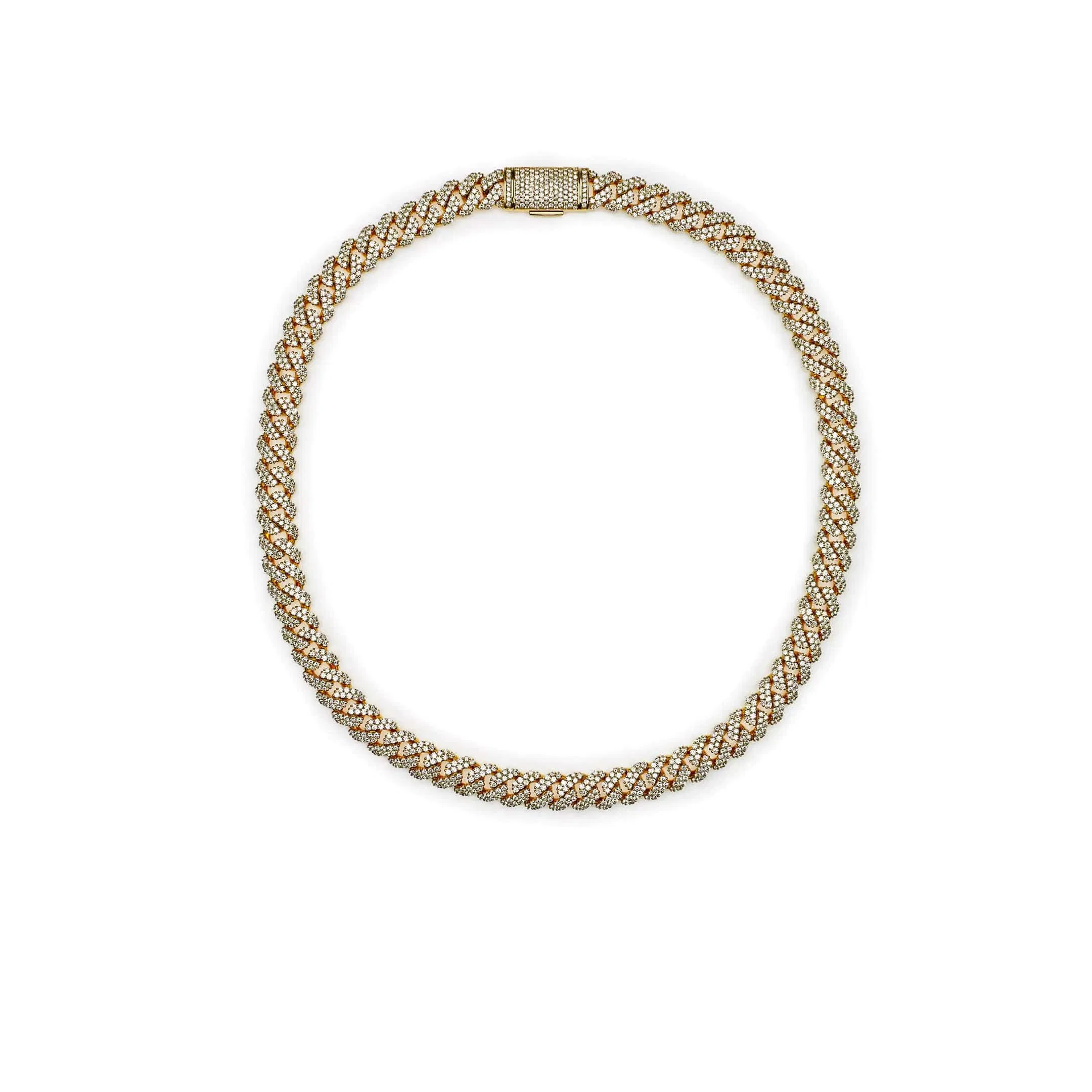 Jewels Aficionado Mens Cuban Link Yellow Gold with Pavé Diamonds Necklace