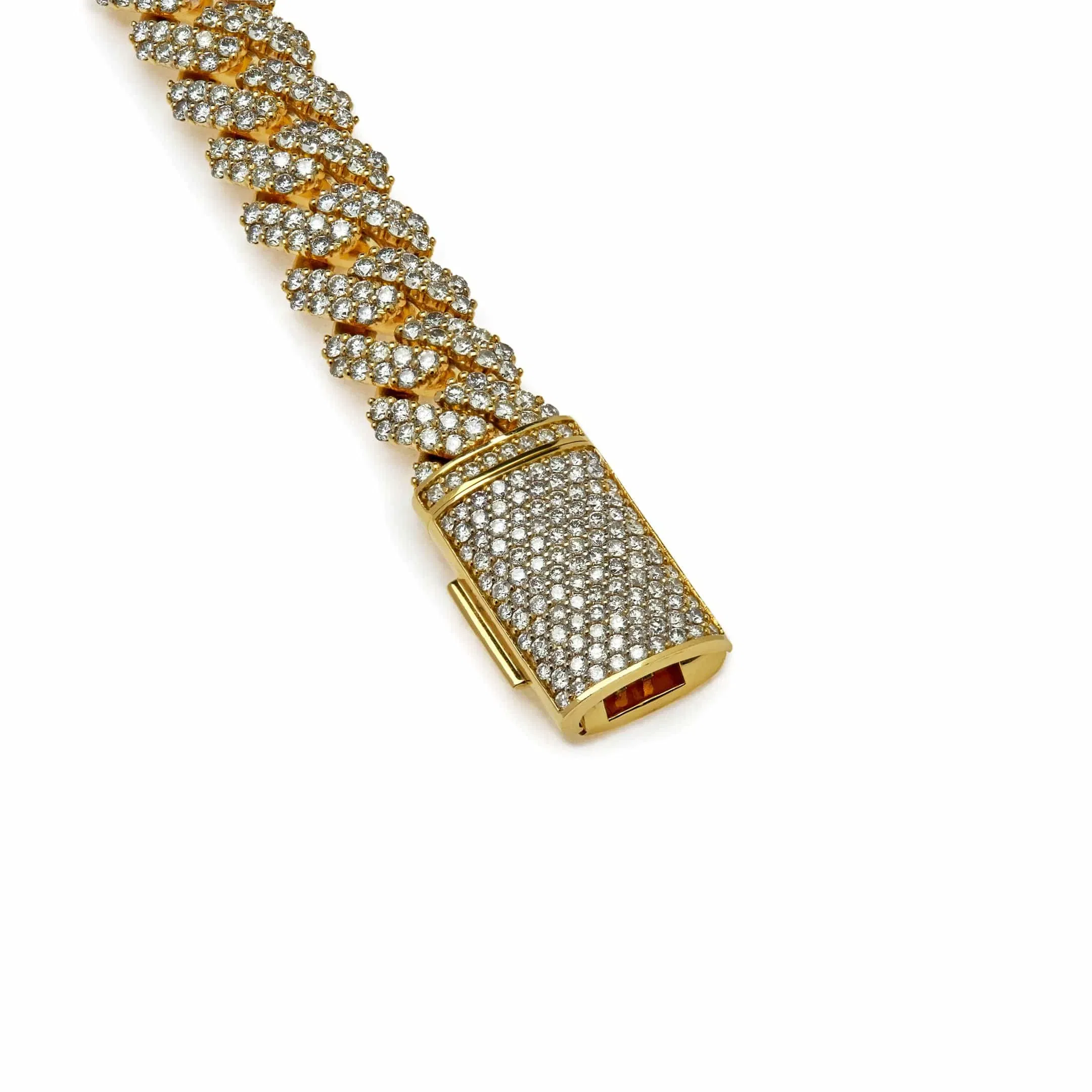 Jewels Aficionado Mens Cuban Link Yellow Gold with Pavé Diamonds Necklace
