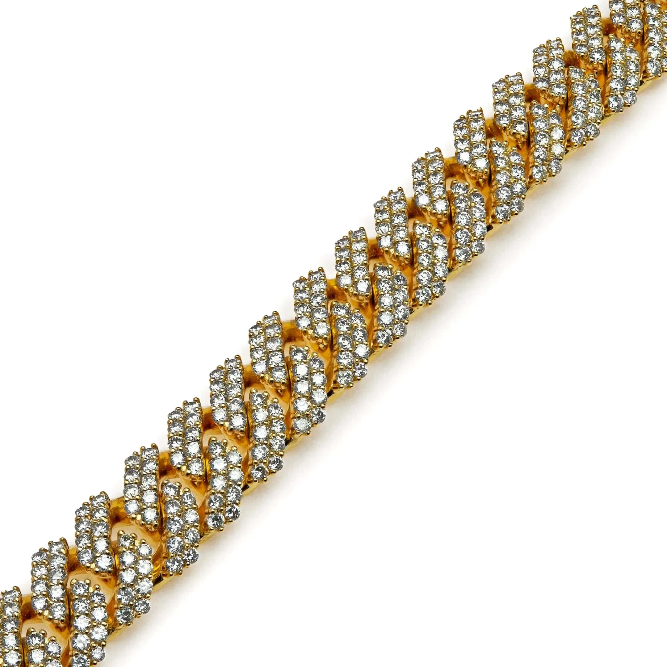 Jewels Aficionado Mens Cuban Link Yellow Gold with Pavé Diamonds Necklace