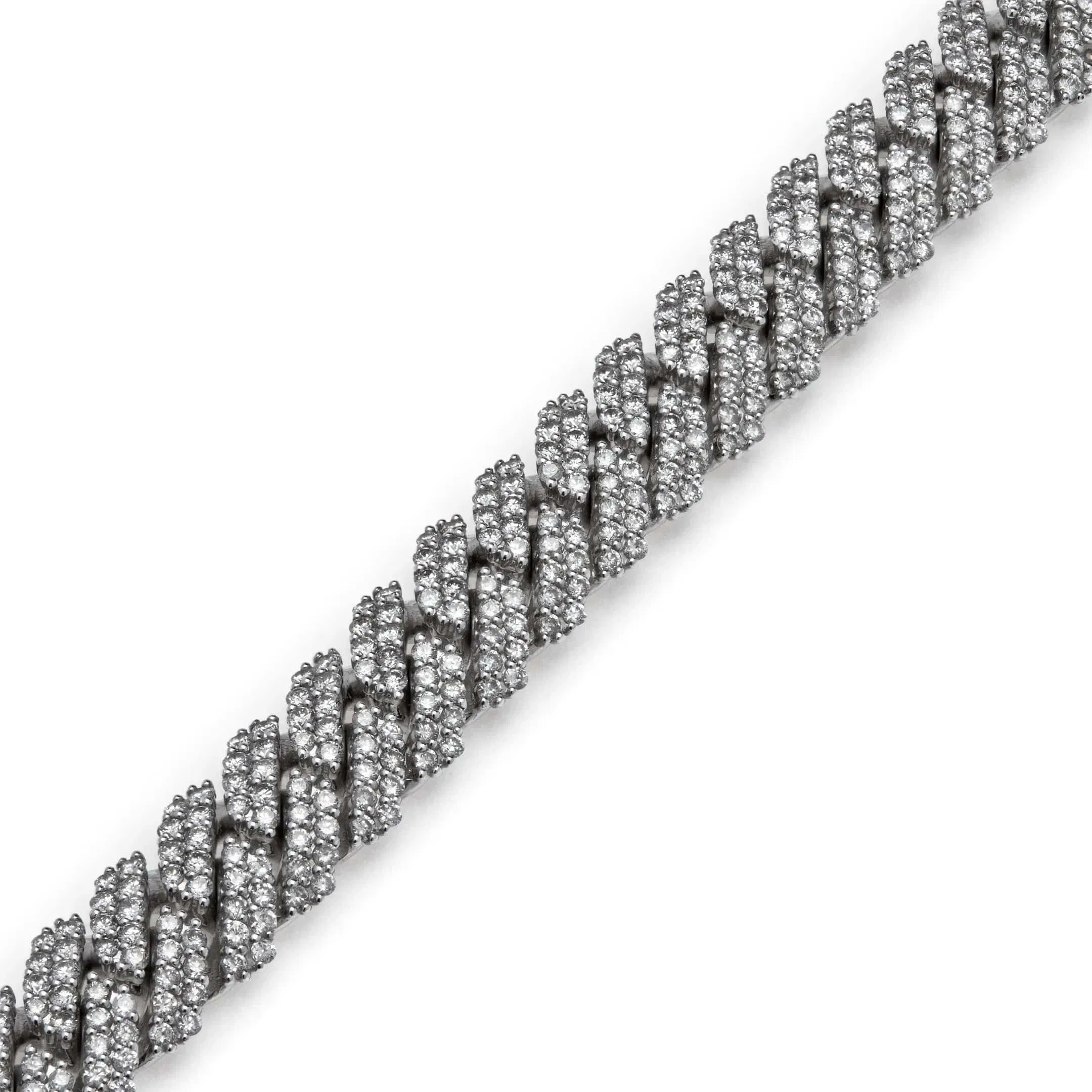 Jewels Aficionado Mens Cuban Link White Gold with Pavé Diamonds Necklace