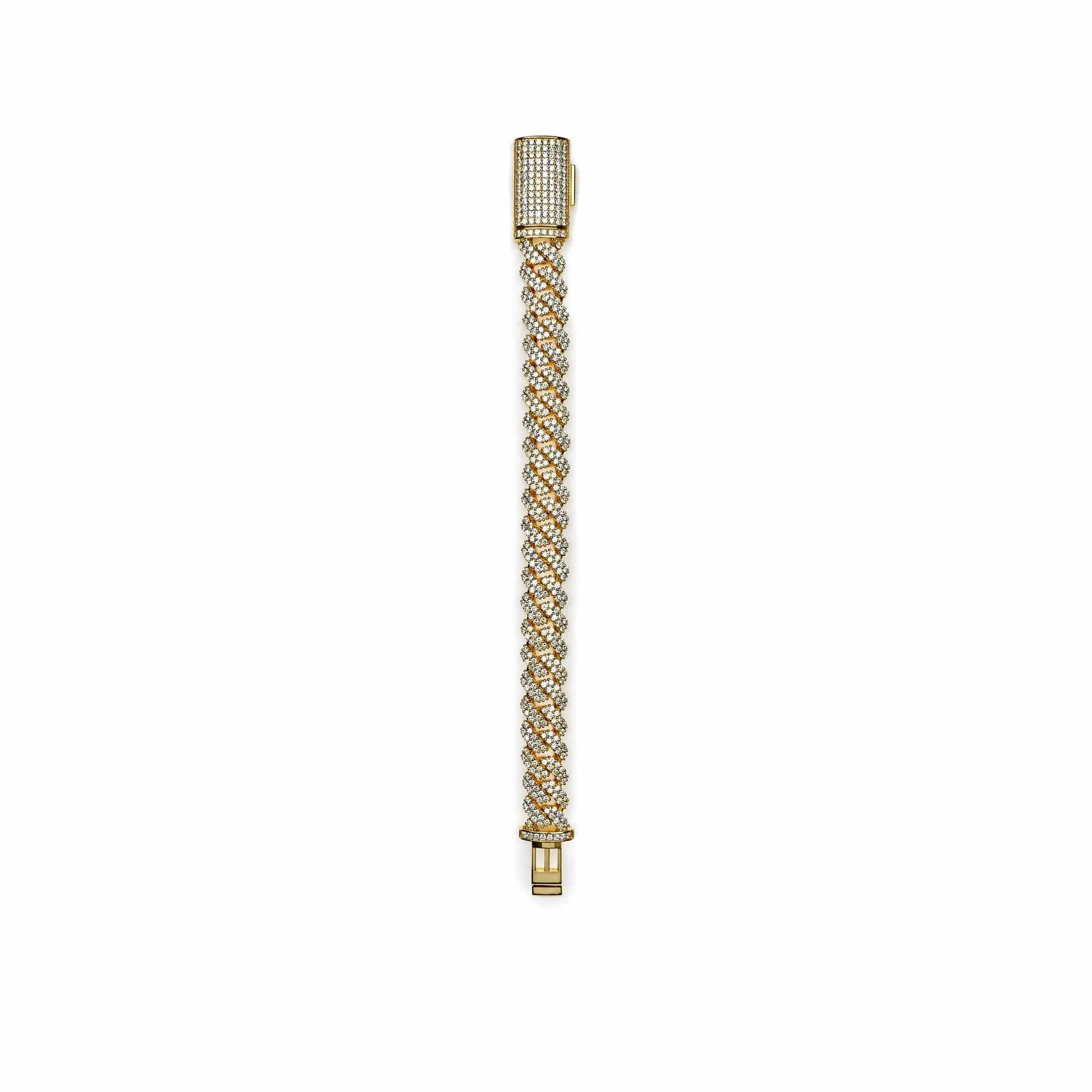 Jewels Aficionado Mens Cuban Link Diamond Chain Yellow Gold Bracelet