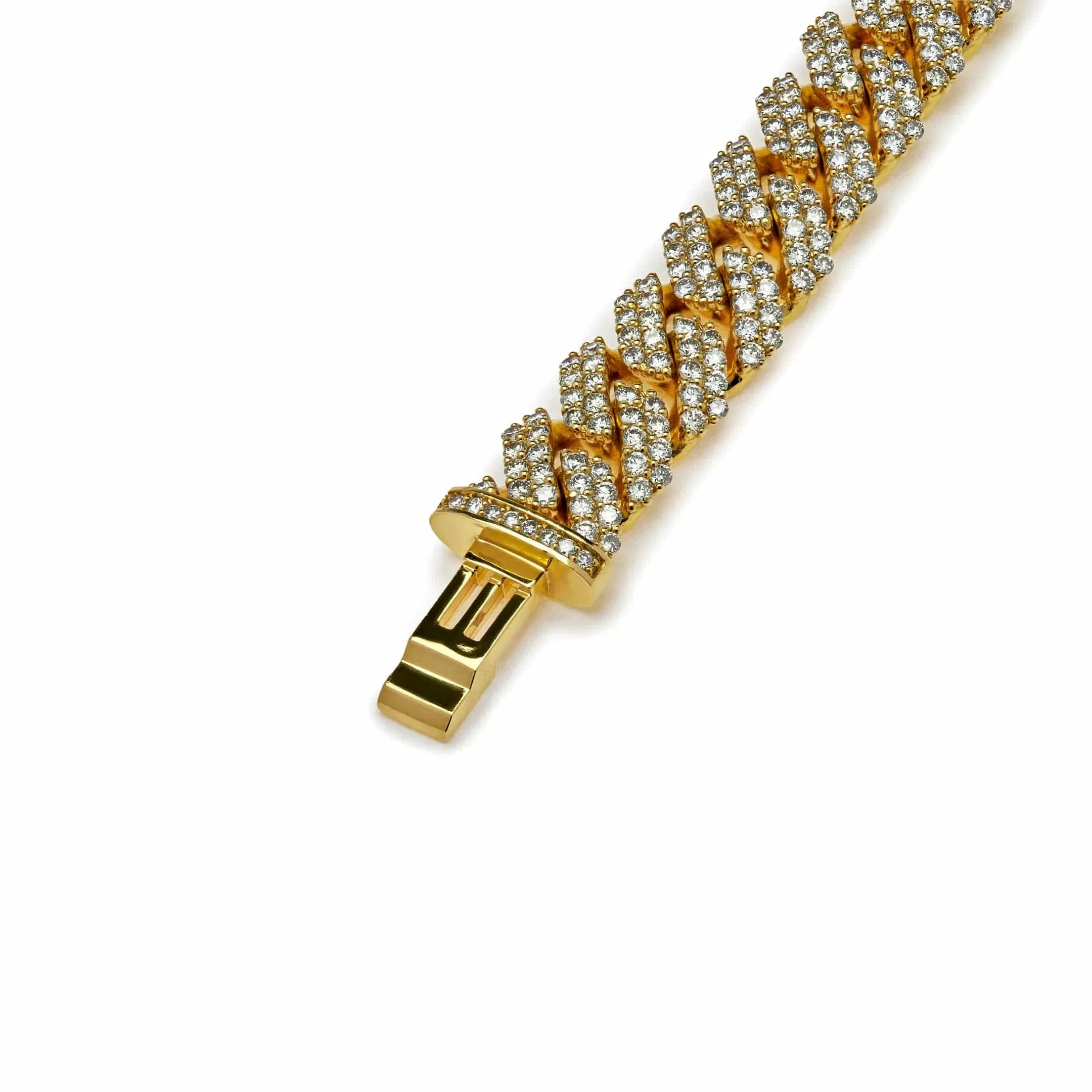 Jewels Aficionado Mens Cuban Link Diamond Chain Yellow Gold Bracelet