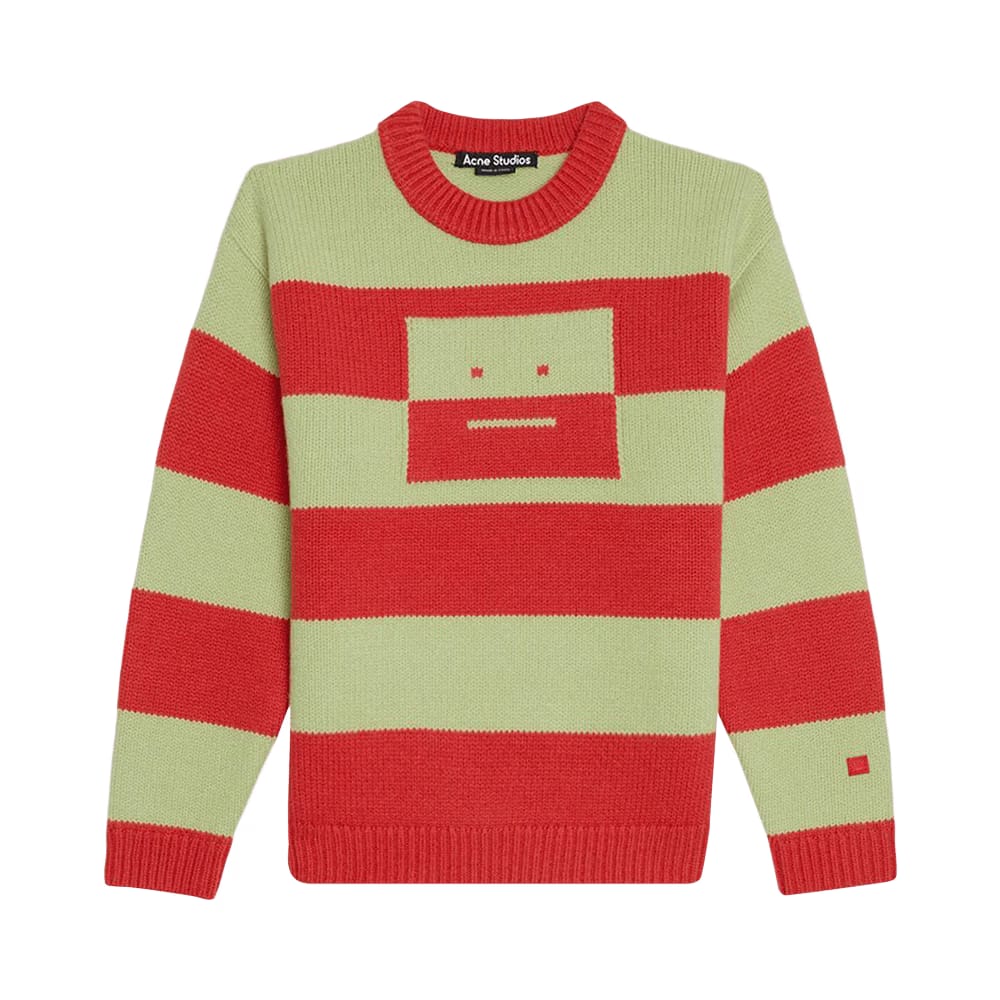 Acne Studios Kids Face Crewneck Sweater Sharp Red/Pale Green