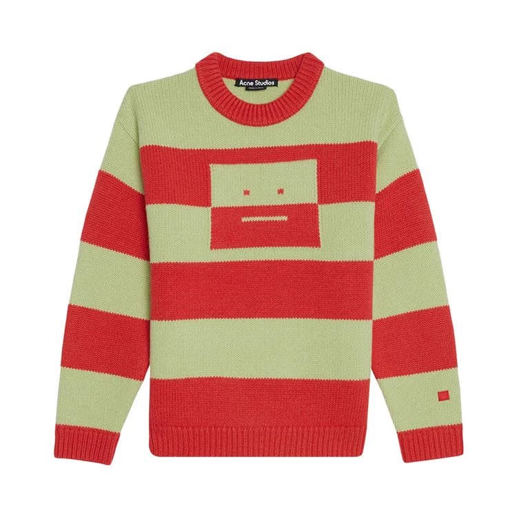 Acne Studios Kids Face Crewneck Sweater Sharp Red/Pale Green