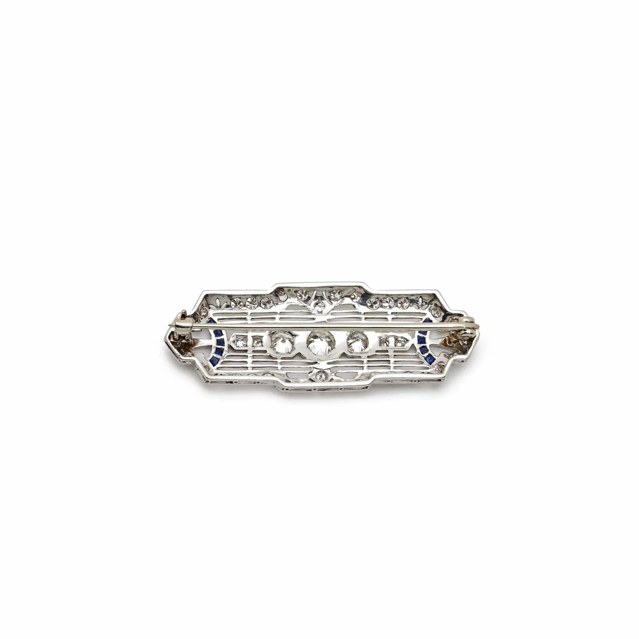 Jewels Aficionado Sapphire and Diamond Art Deco Brooch