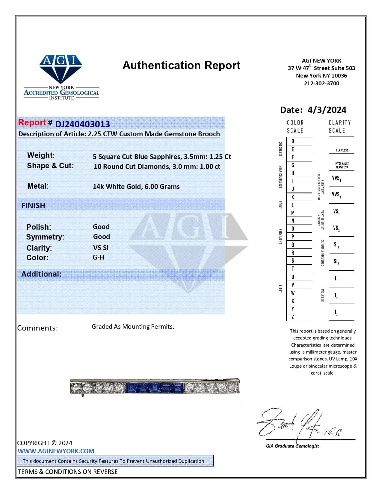 Jewels Aficionado Diamond and Sapphire Antique Lapel Pin