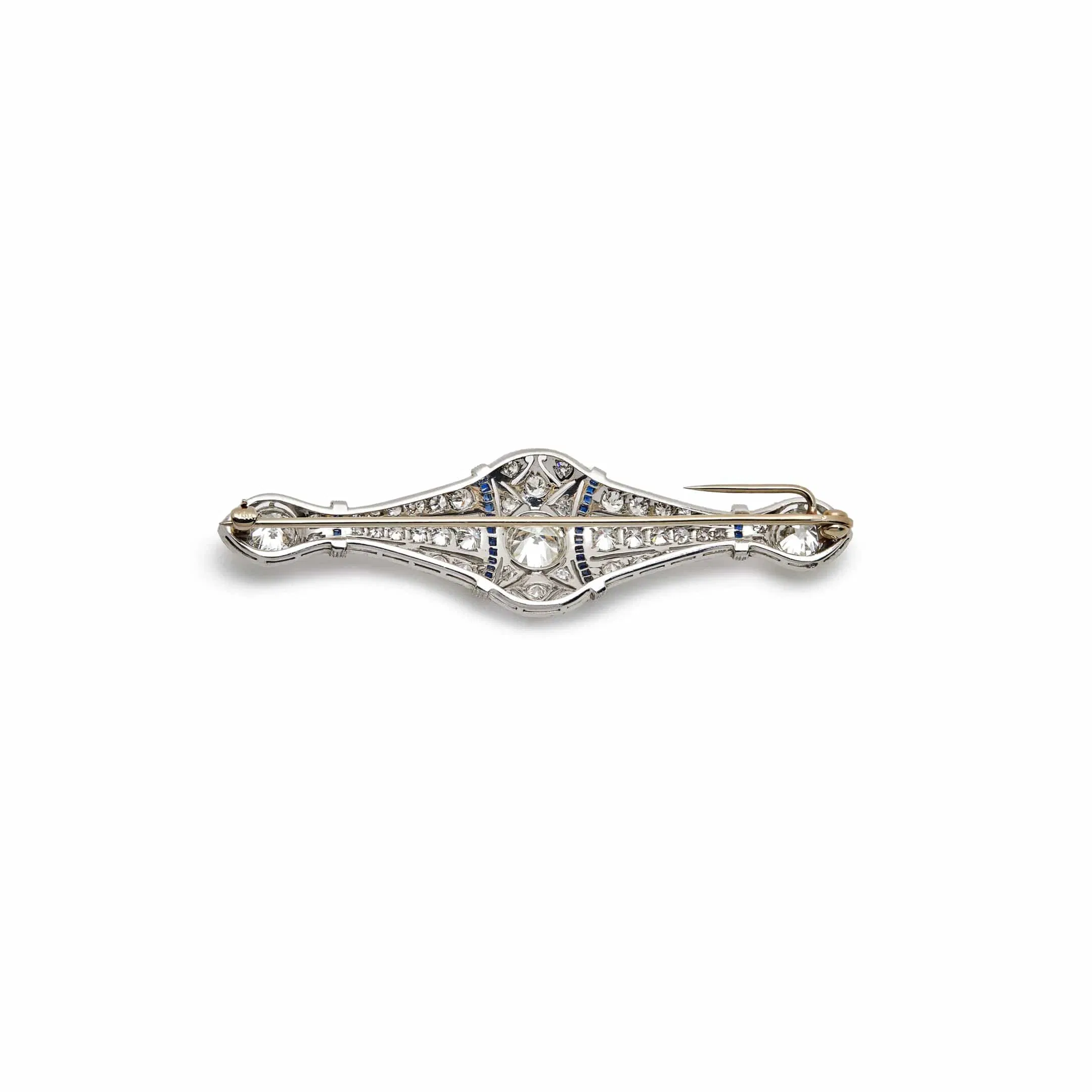 Jewels Aficionado Antique Brooch Platinum, Diamonds, and Sapphires