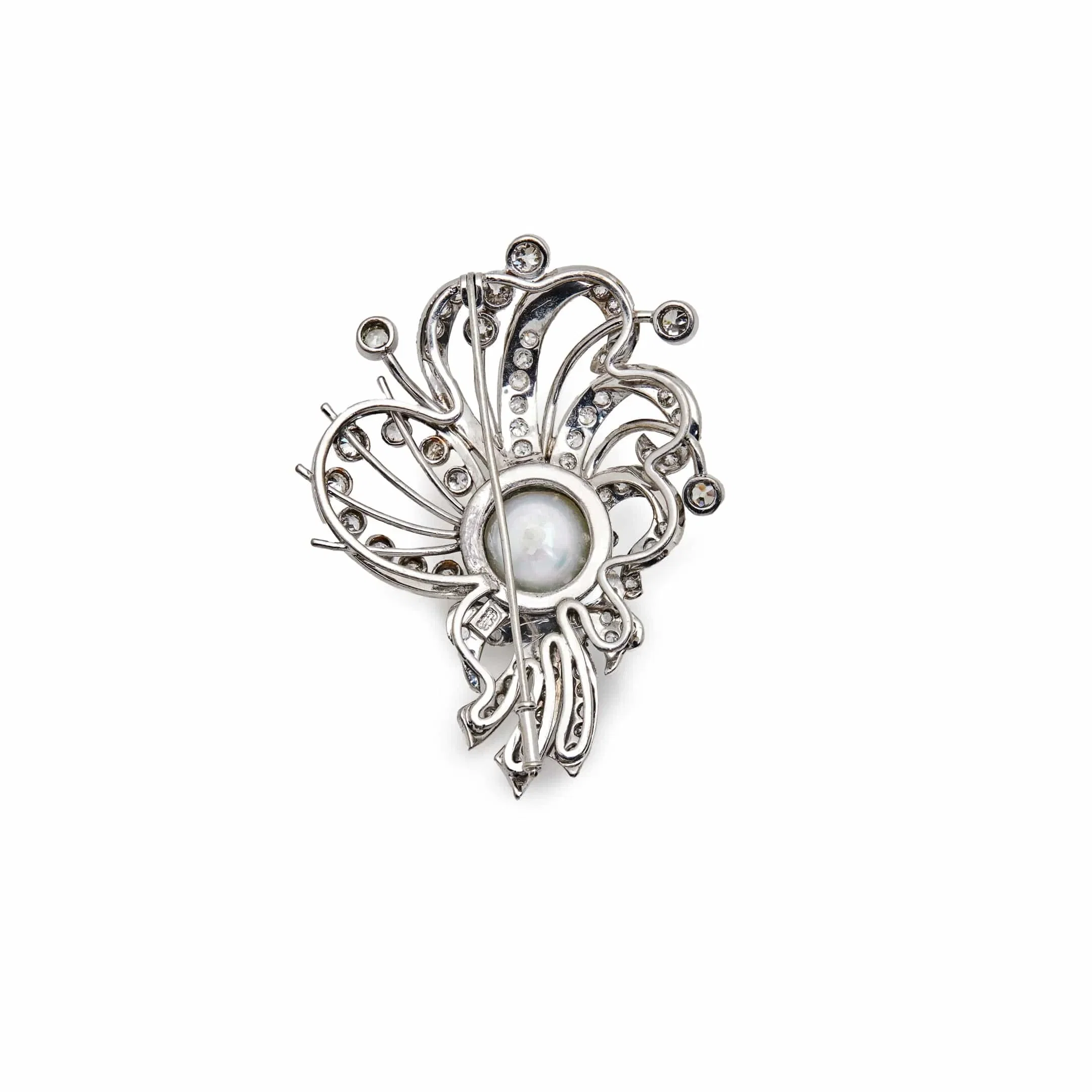 Jewels Aficionado Vintage Pearl and Diamond Brooch