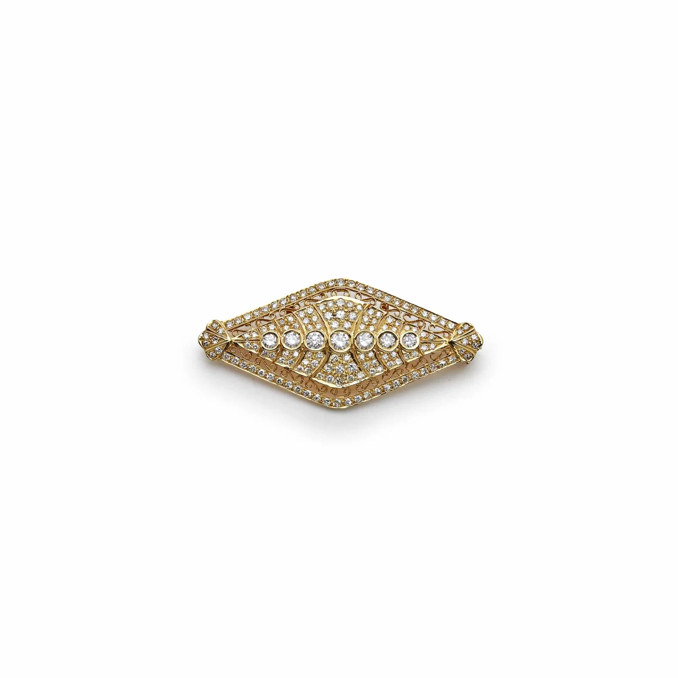 Jewels Aficionado Yellow Gold and Diamond Vintage Brooch