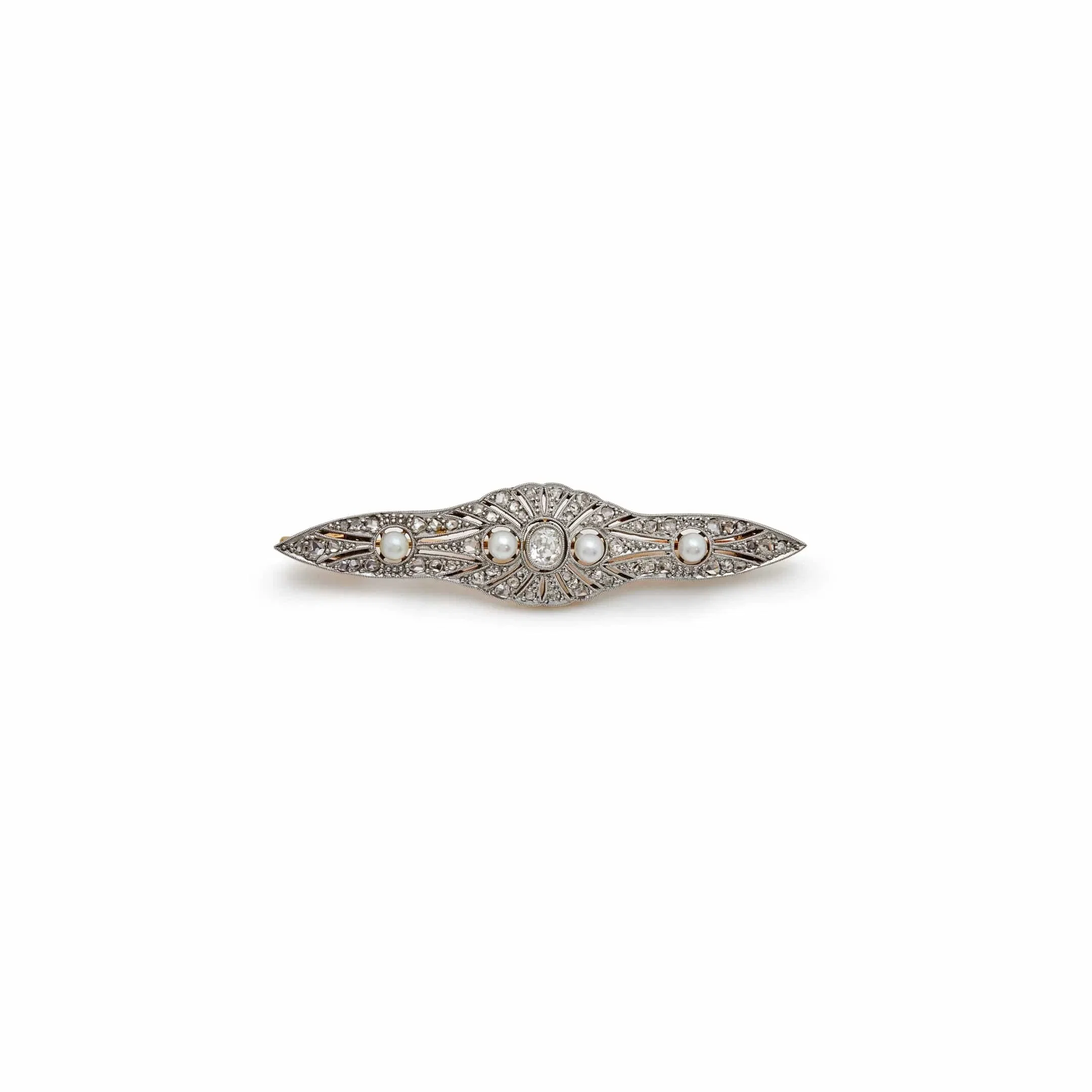 Jewels Aficionado Antique Pearl and Diamond Brooch