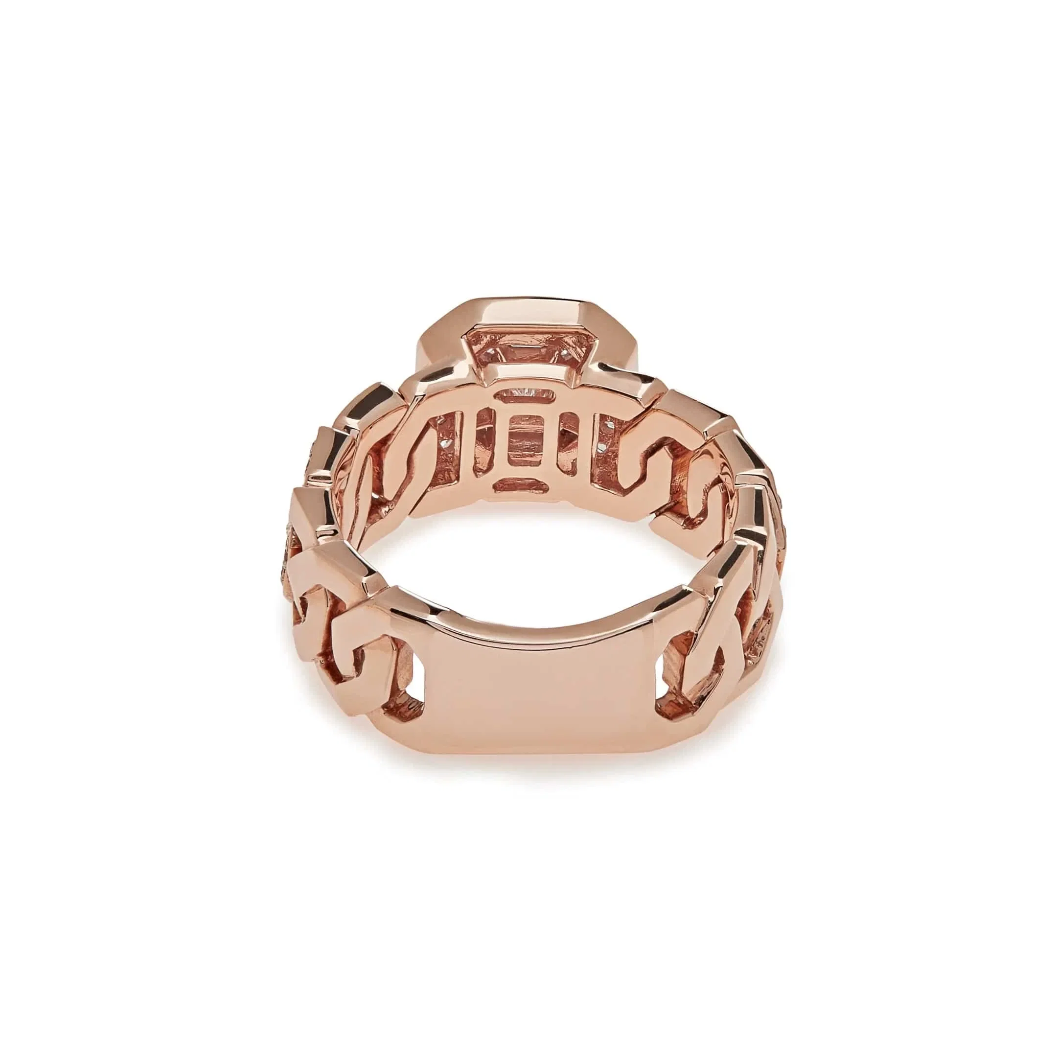 Jewels Aficionado Diamond Cocktail Ring with Rose Gold Pavé Chain Link Band