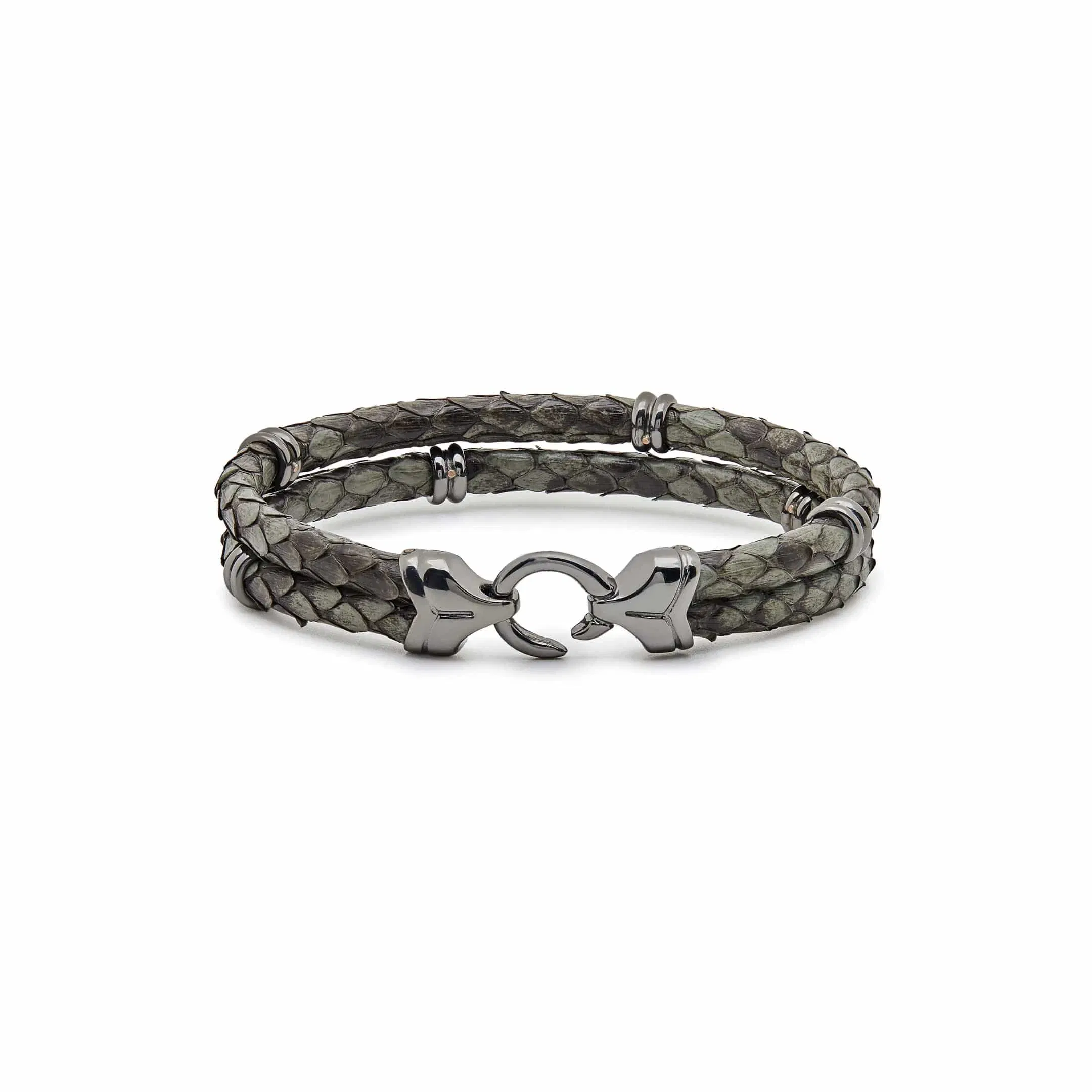 StingHD Silver Python With Black Plated Pendants Bracelet