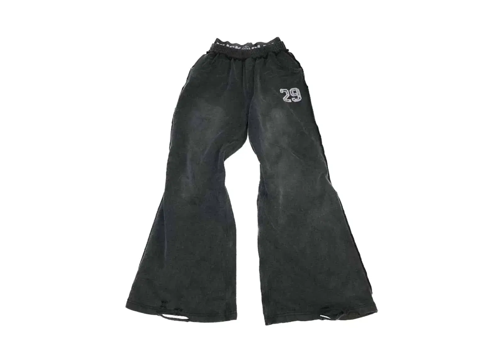 KLICK CLAK 26SS Double Waist Flared Vintage Wash Sweatpants Black