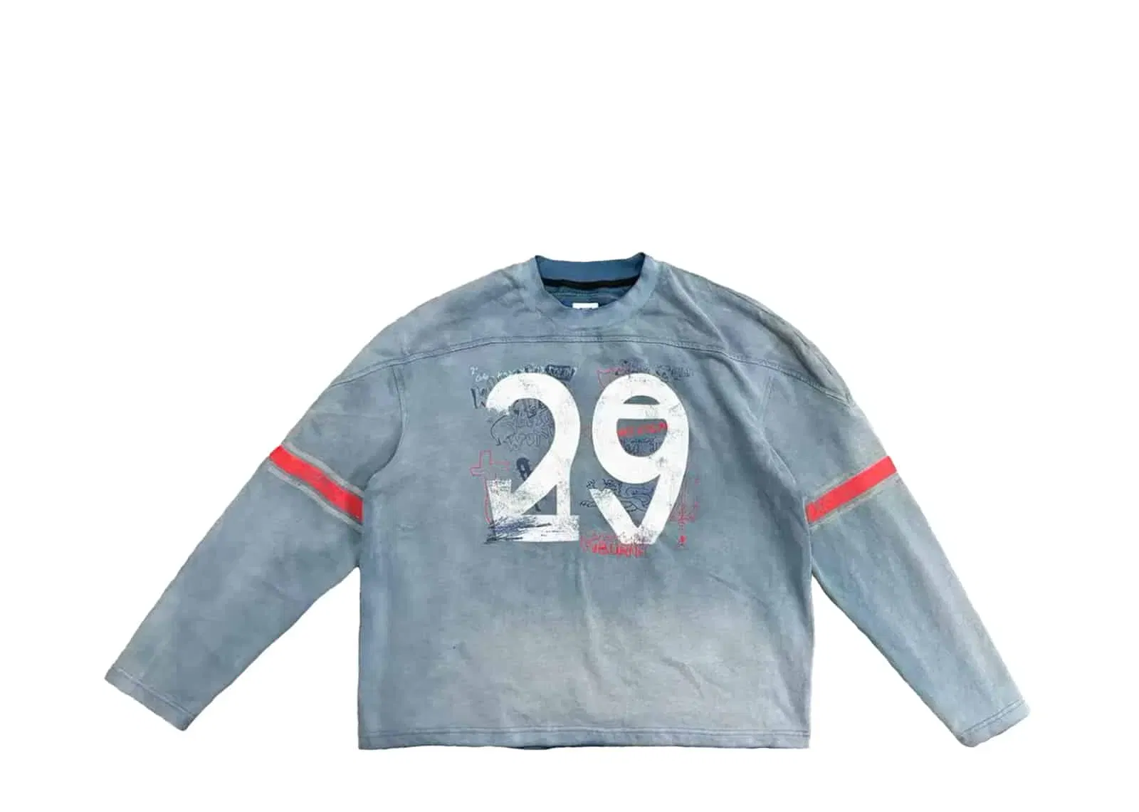 KLICK CLAK 26SS Street Print Vintage Wash Rugby L/S Tee Blue