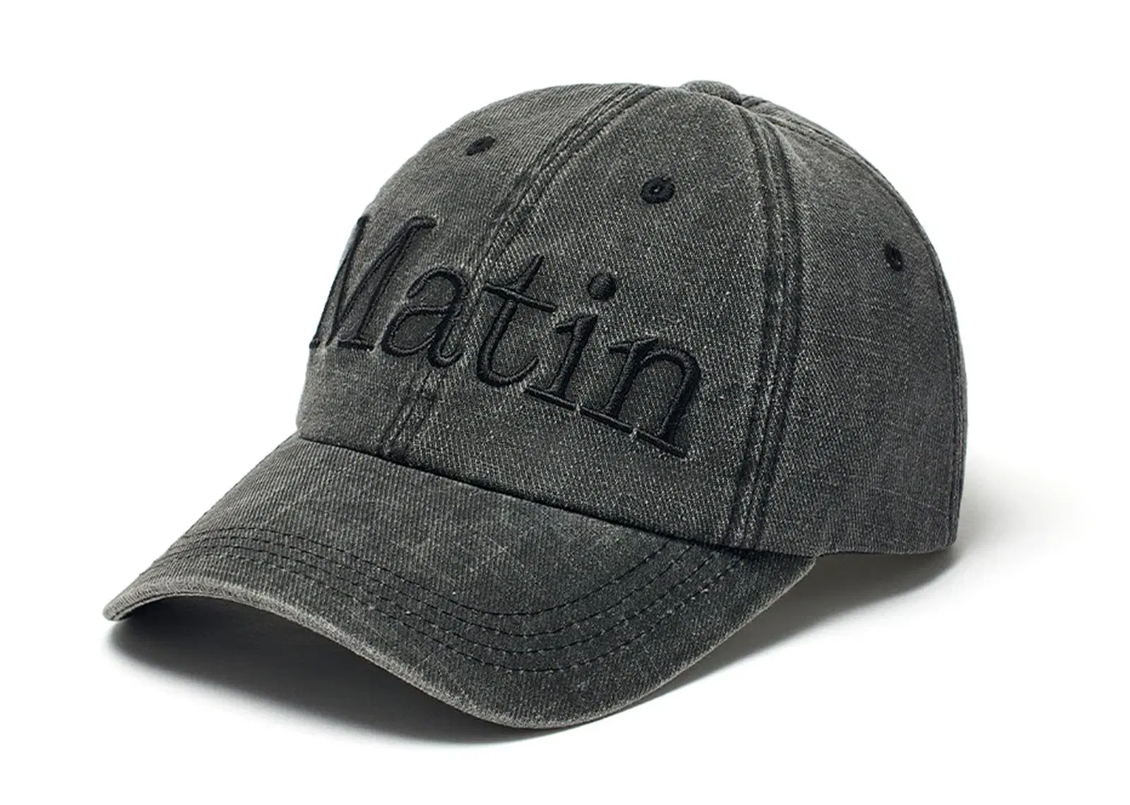 Matin Kim Logo Washed Ball Cap Black HT707