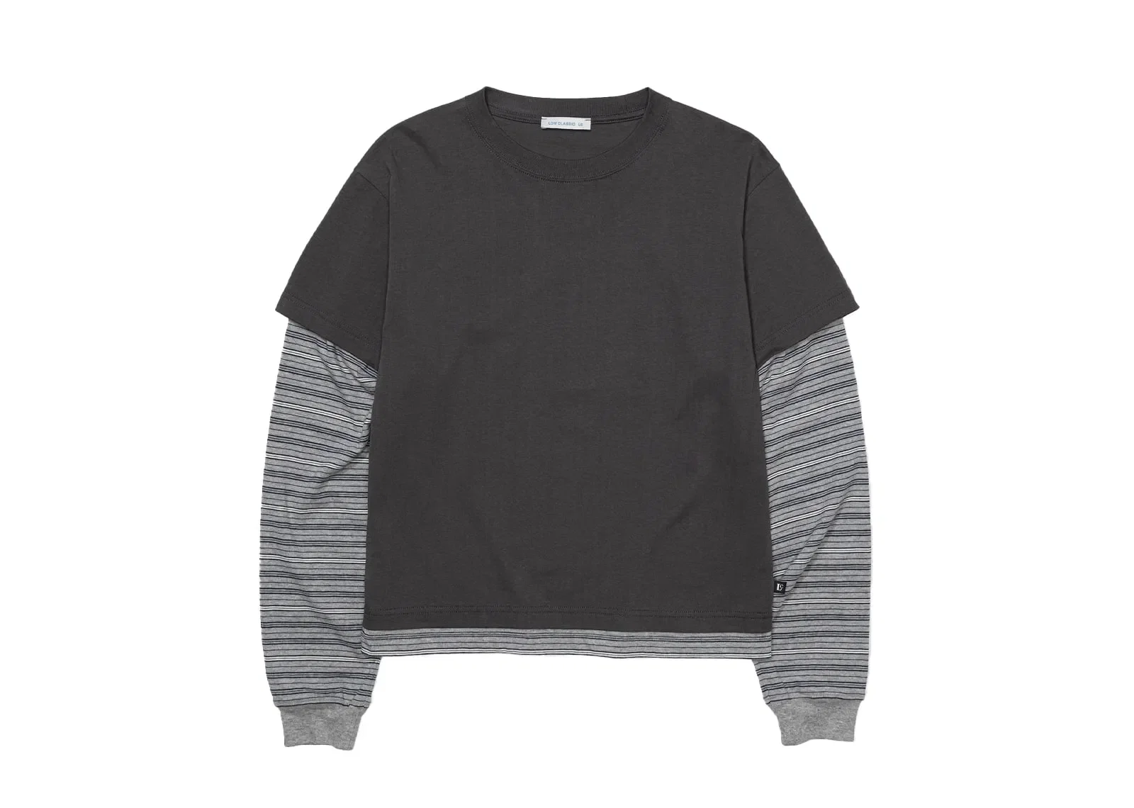 Low Classic Striped Layered Long Sleeve Tee Charcoal