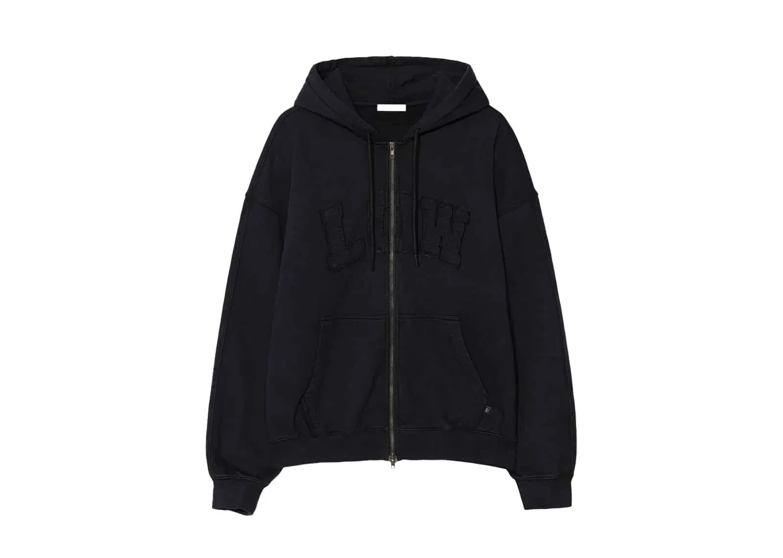 Low Classic Low Washed Zip Up Hoodie Black