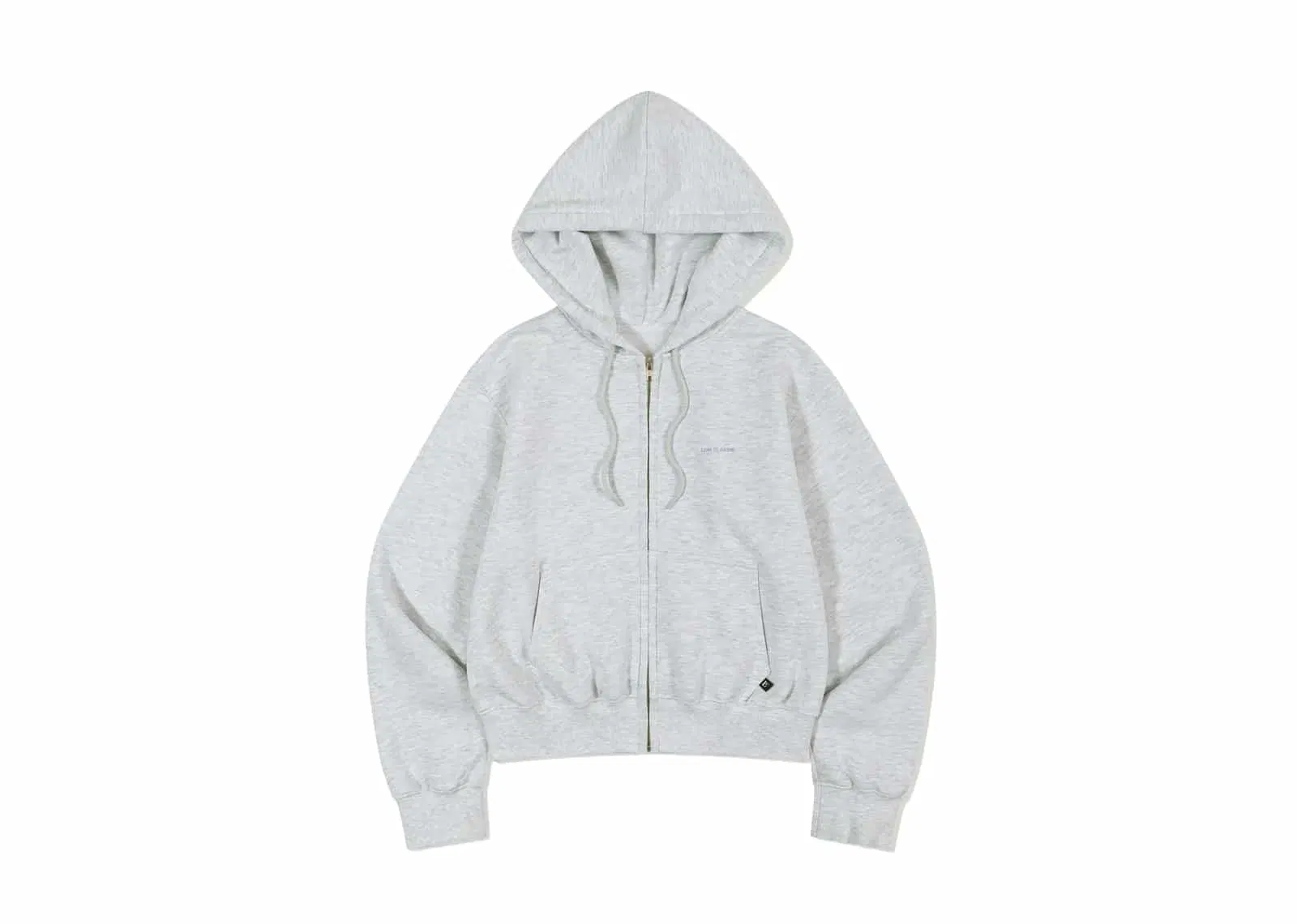 Low Classic Fleece Lined Zip Up Hoodie Light Melange Grey