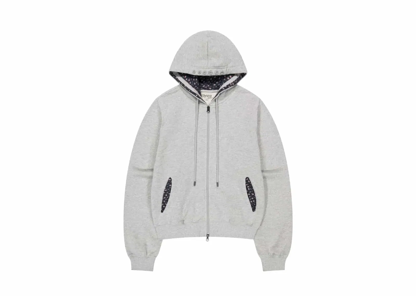 Coyseio Flower Point Zip Up Hoodie Melange Grey