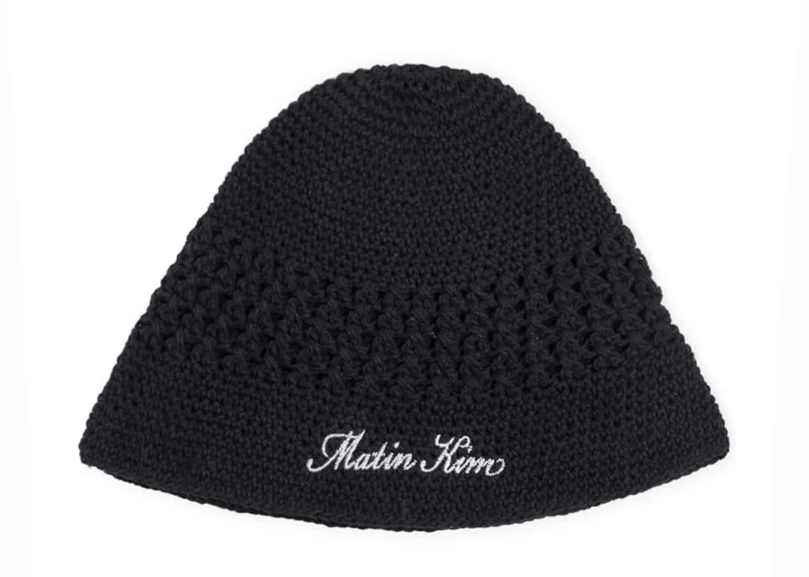Matin Kim Crochet Cotton Bucket Hat Black HT007