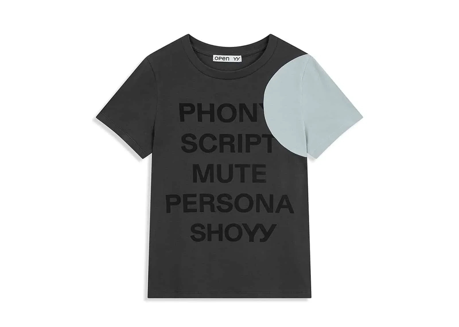 Open YY Dot Typo Tee Charcoal