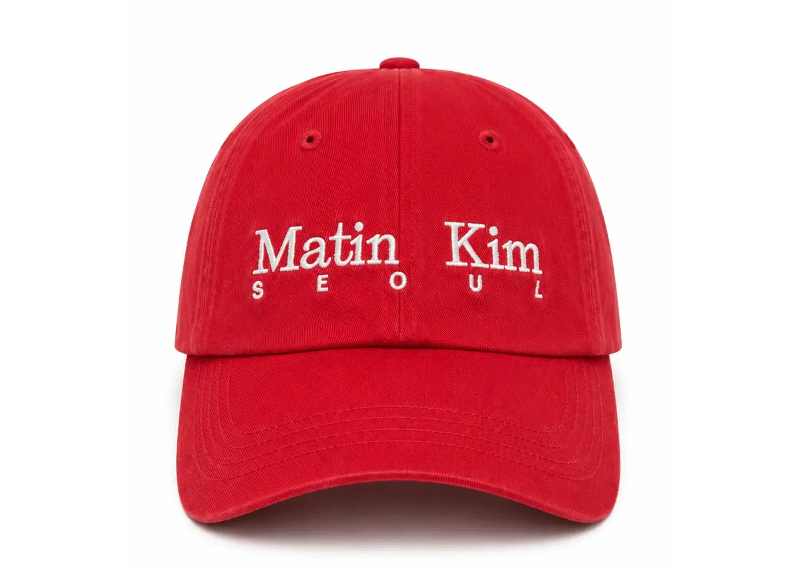 Matin Kim Seoul Logo Point Big Ball Cap Red HT404