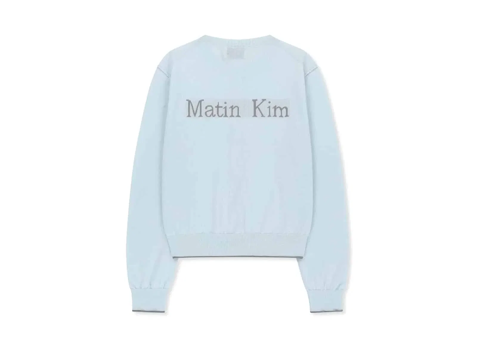 Matin Kim Back Logo Sheer Cardigan for Women Light Blue CD006