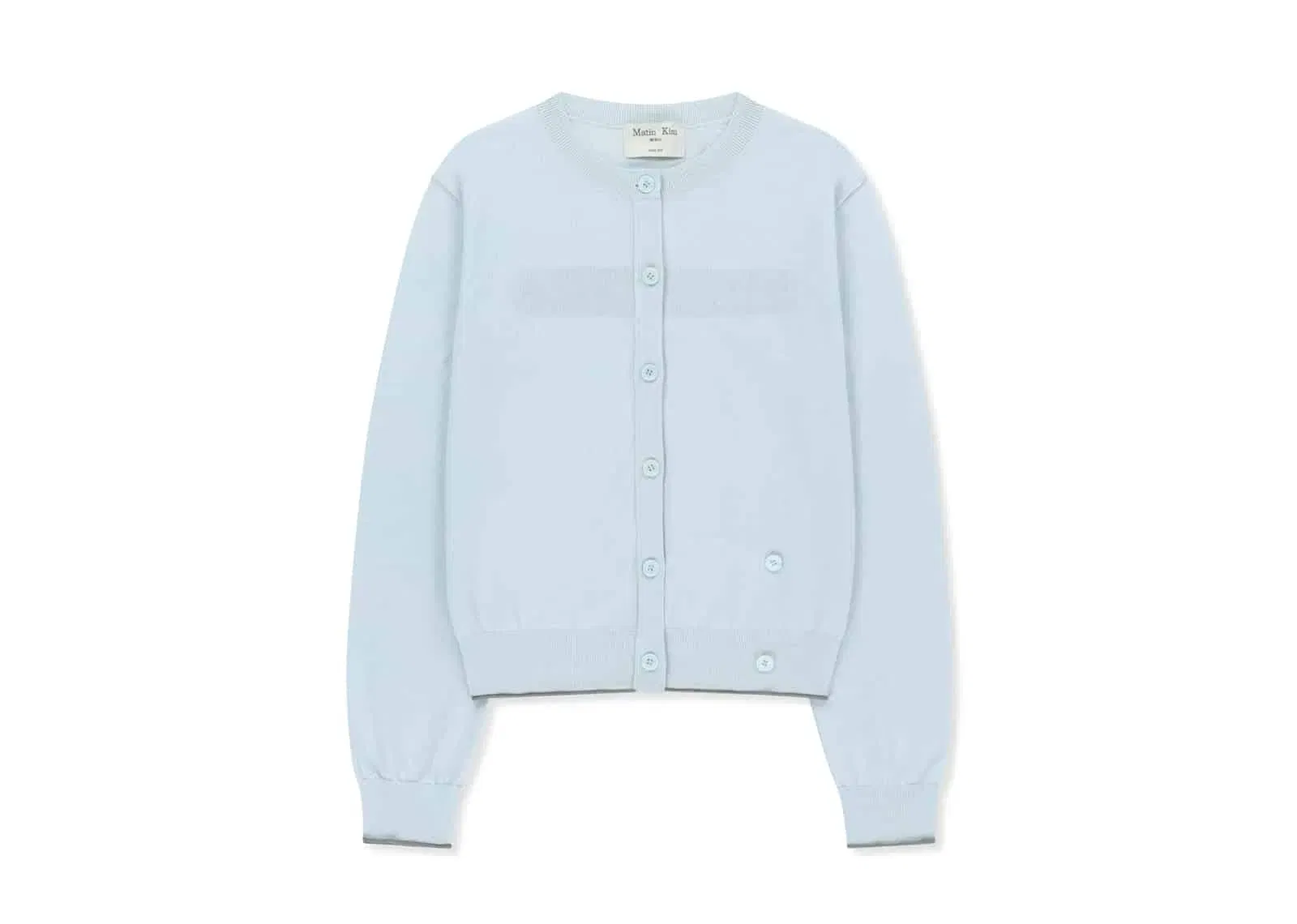 Matin Kim Back Logo Sheer Cardigan for Women Light Blue CD006
