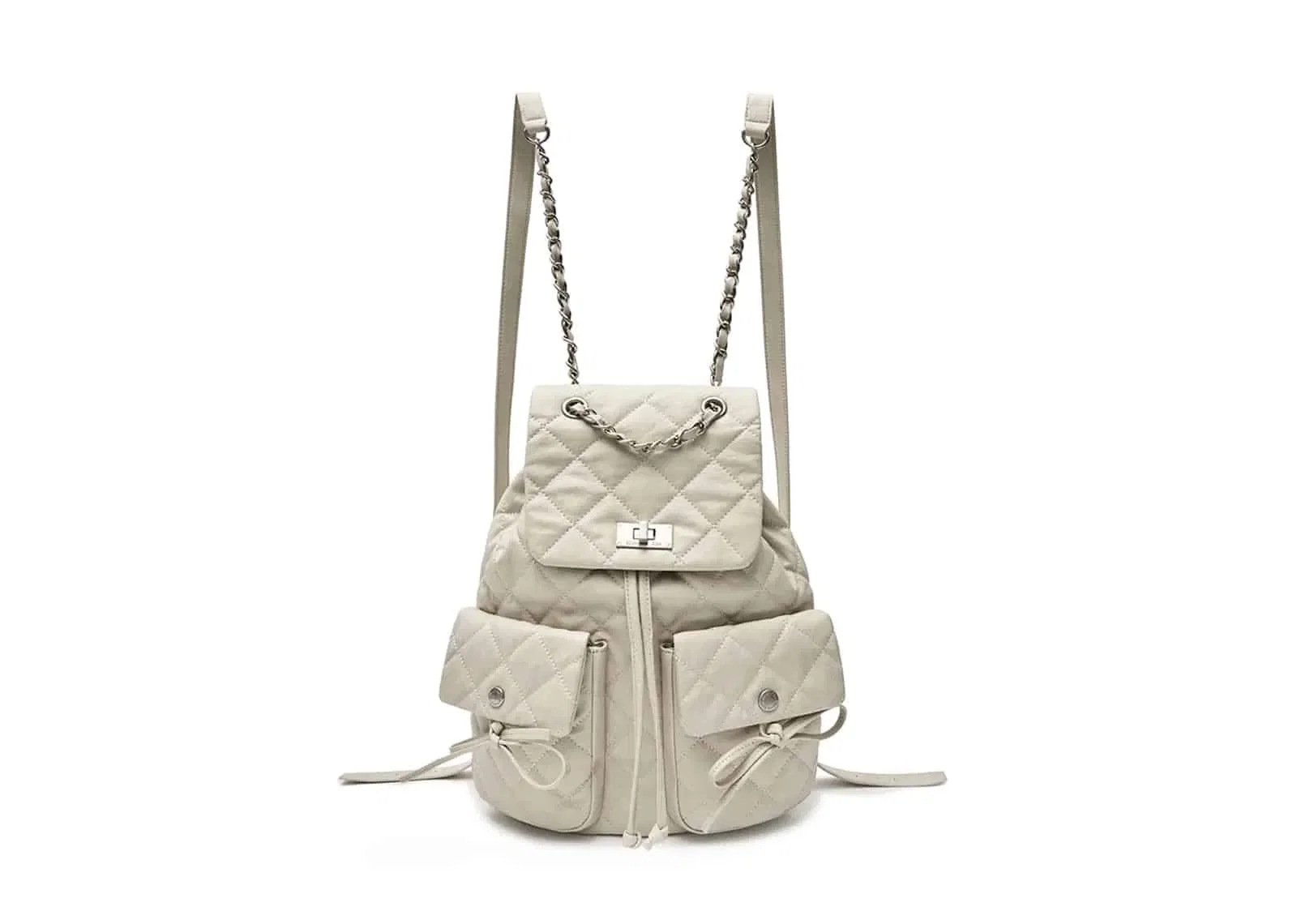 Matin Kim Double Pocket Quilting Backpack White BG092