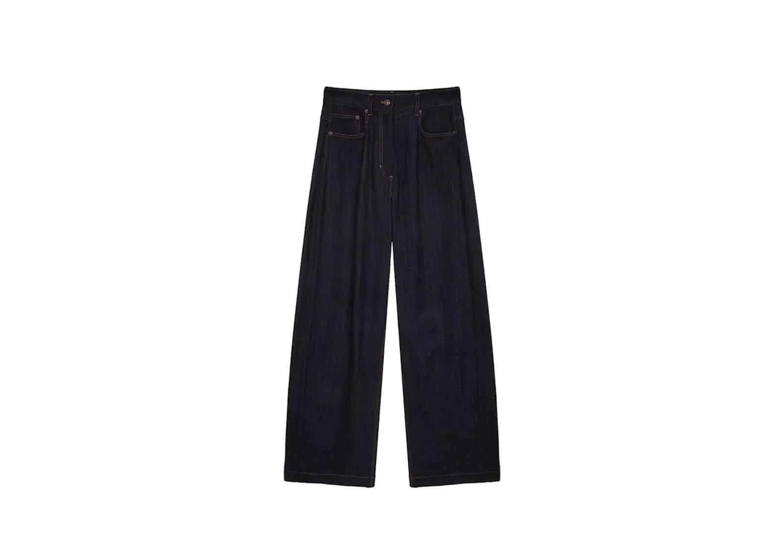 Matin Kim Denim Like Stripe Wide Pants Navy PT061