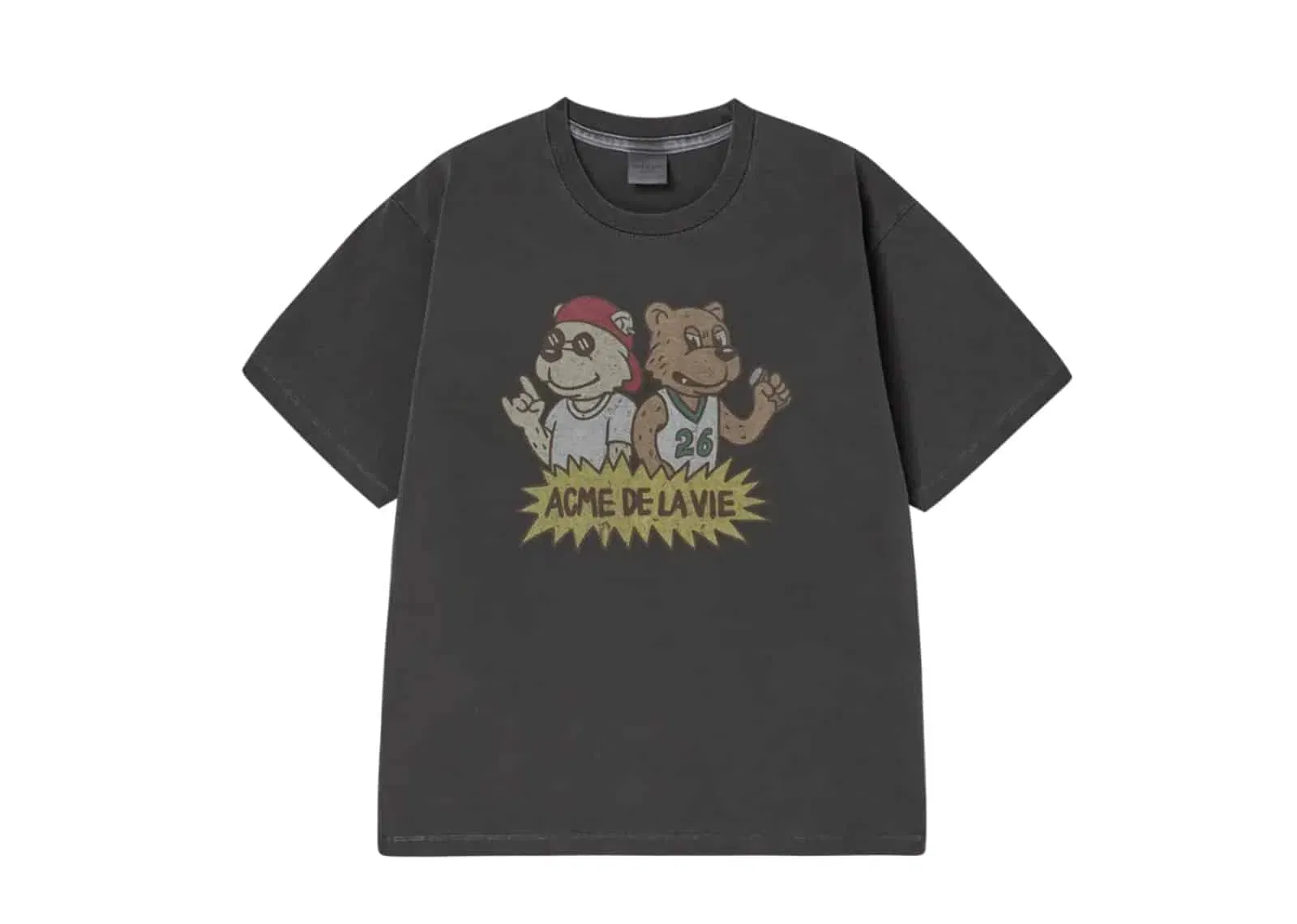 ACME DE LA VIE (ADLV) ADLV Rock And Roll AC Bear Pigment Short Sleeve Tee Charcoal