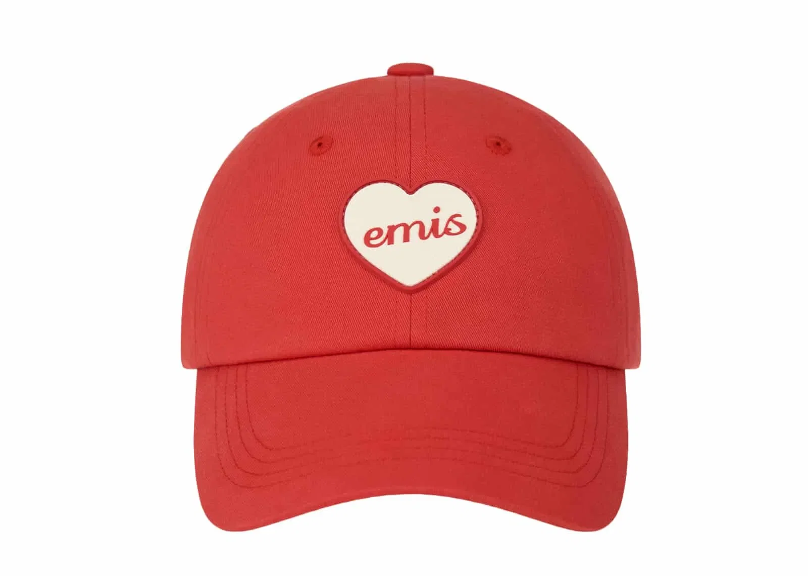Emis Heart Rubber Patch Ball Cap Red