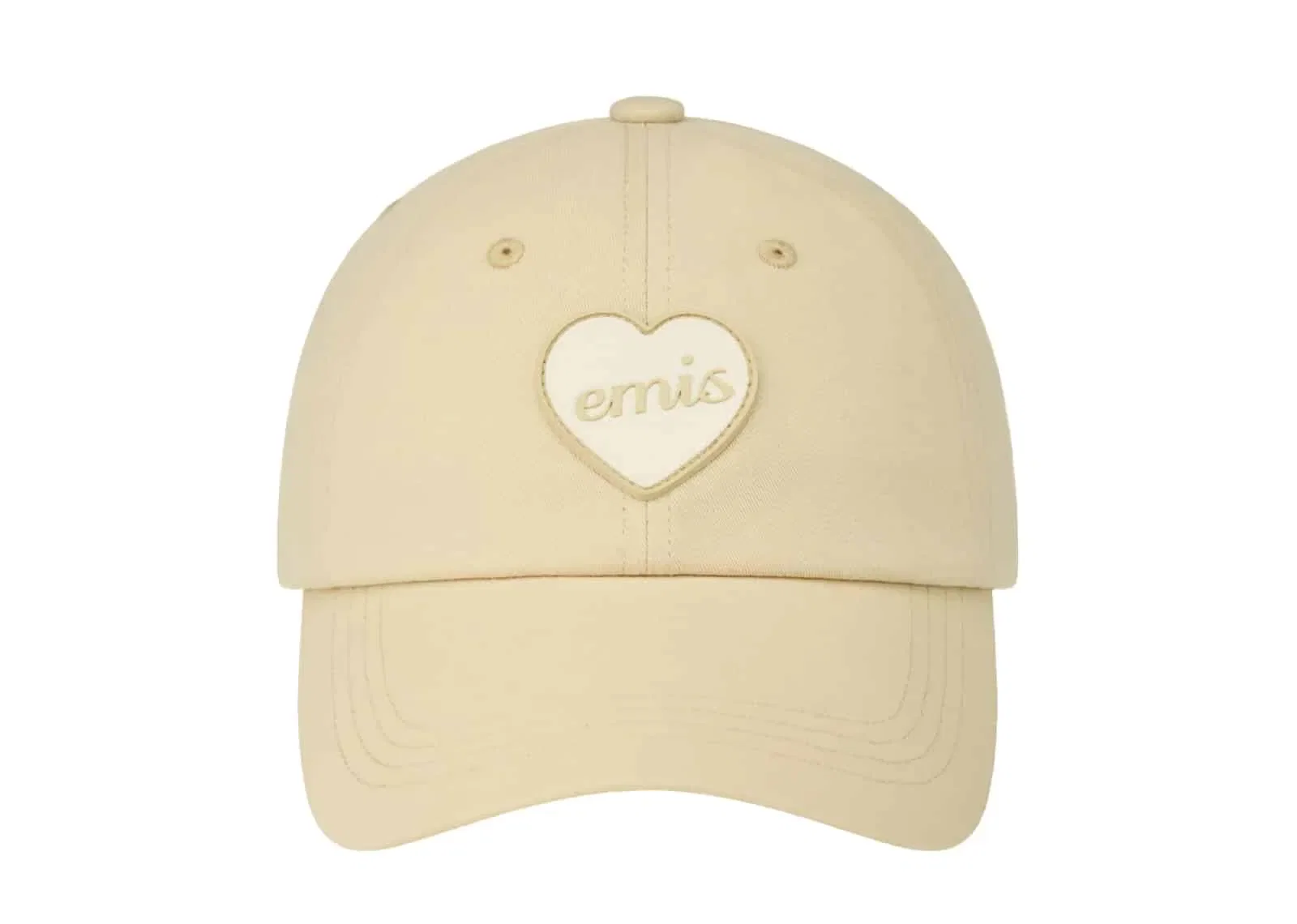 Emis Heart Rubber Patch Ball Cap Beige