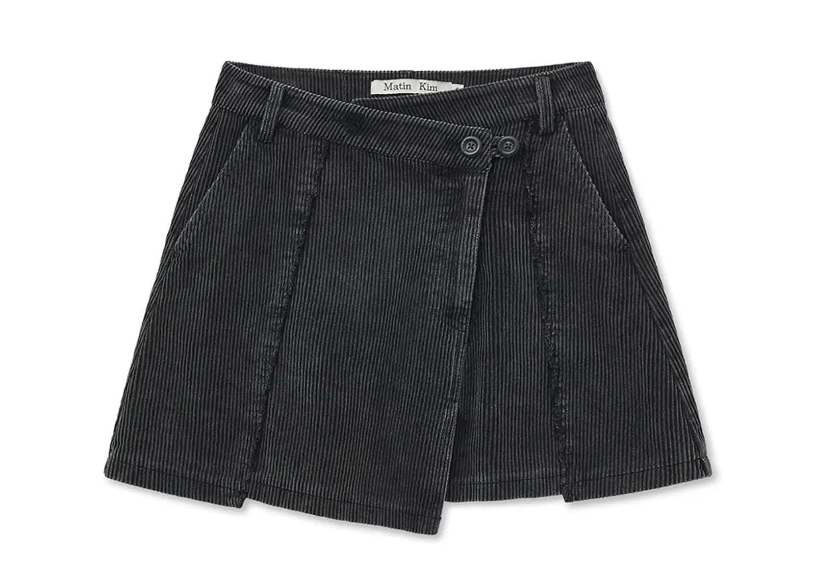 Matin Kim Washed Corduroy Wrap Skirt Black SK015