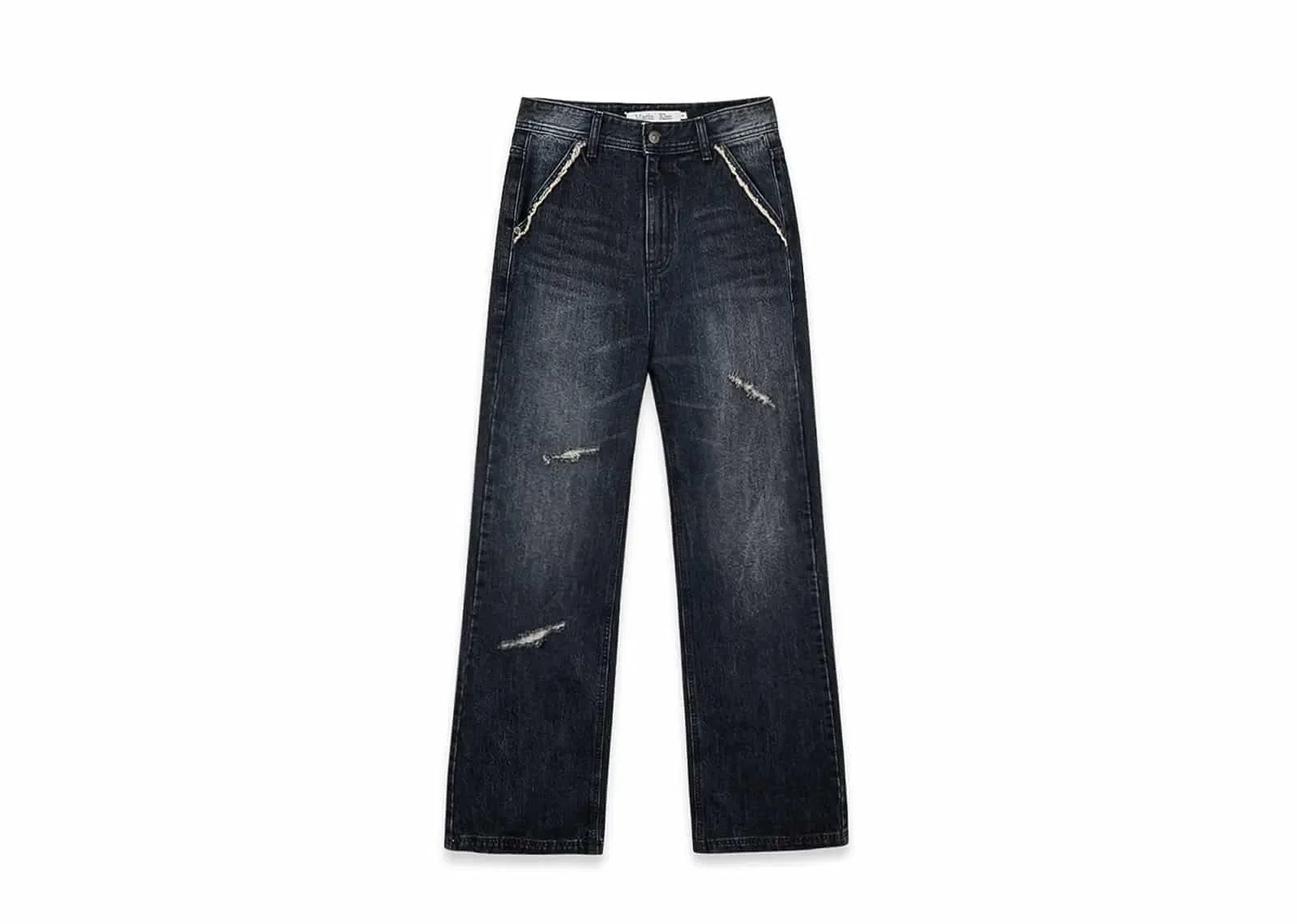 Matin Kim Semi Boots Cut Washed Denim Pants Navy DN028
