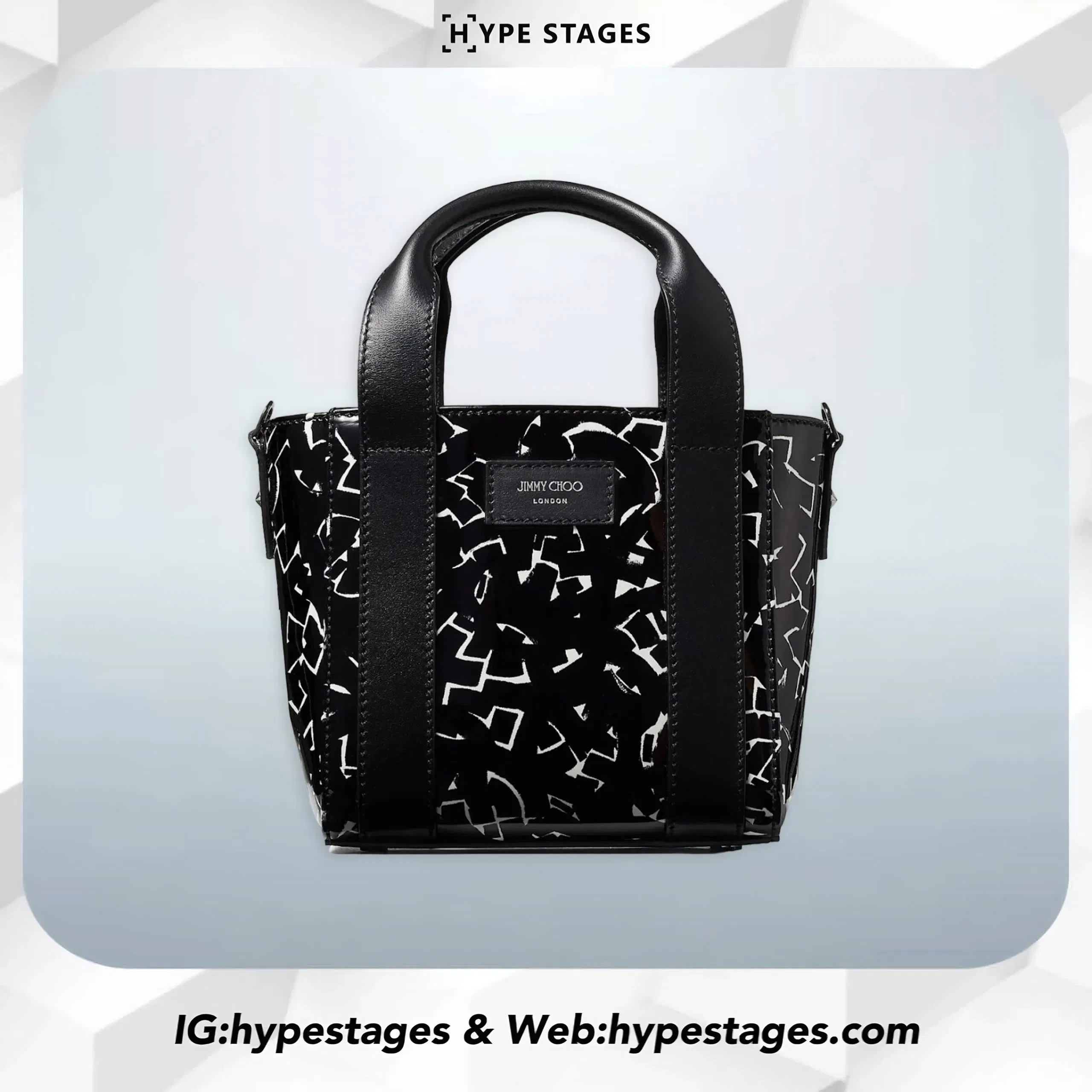 JIMMY CHOO ARTWORK PATENT LEATHER TOTE BAG