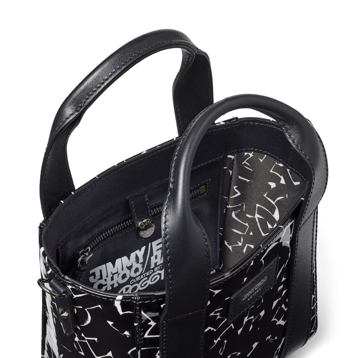 JIMMY CHOO ARTWORK PATENT LEATHER TOTE BAG