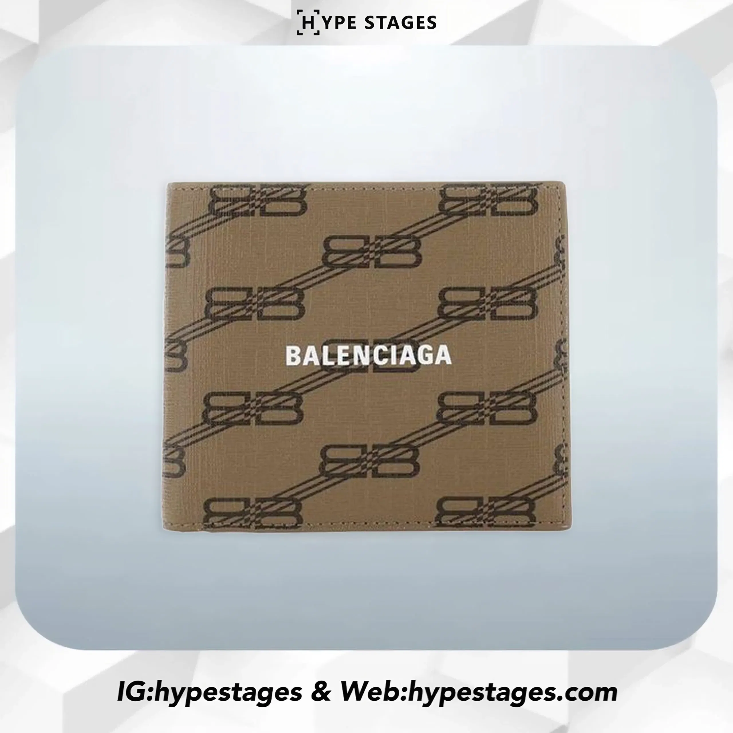 BALENCIAGA BB MONOGRAM KHAKI WALLET