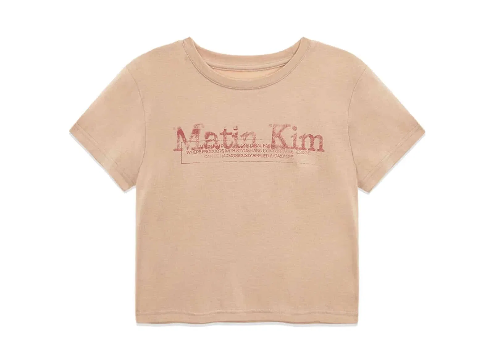 Matin Kim Stamp Logo Graphic Crop Tee Beige TS067