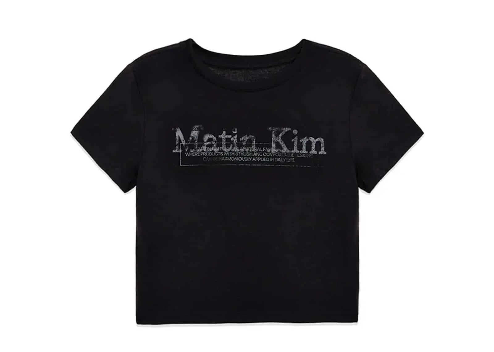 Matin Kim Stamp Logo Graphic Crop Tee Black TS067