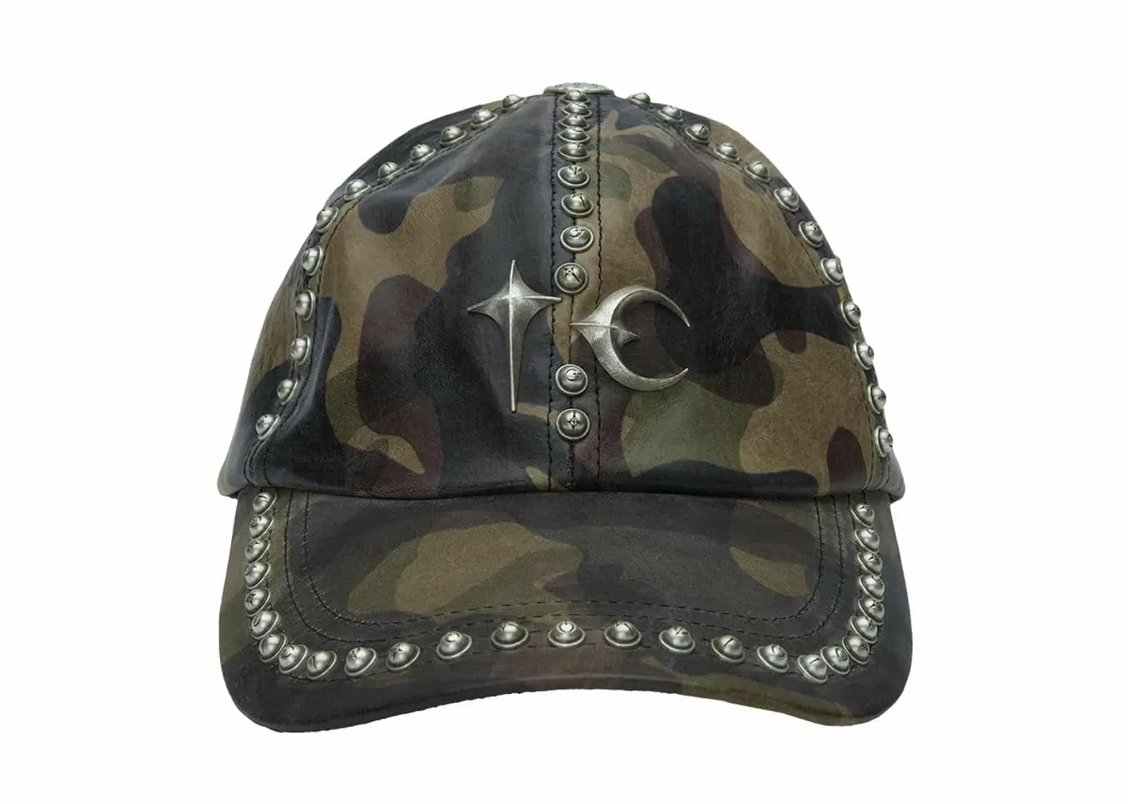 THUG CLUB Studded Leather Cap Camo