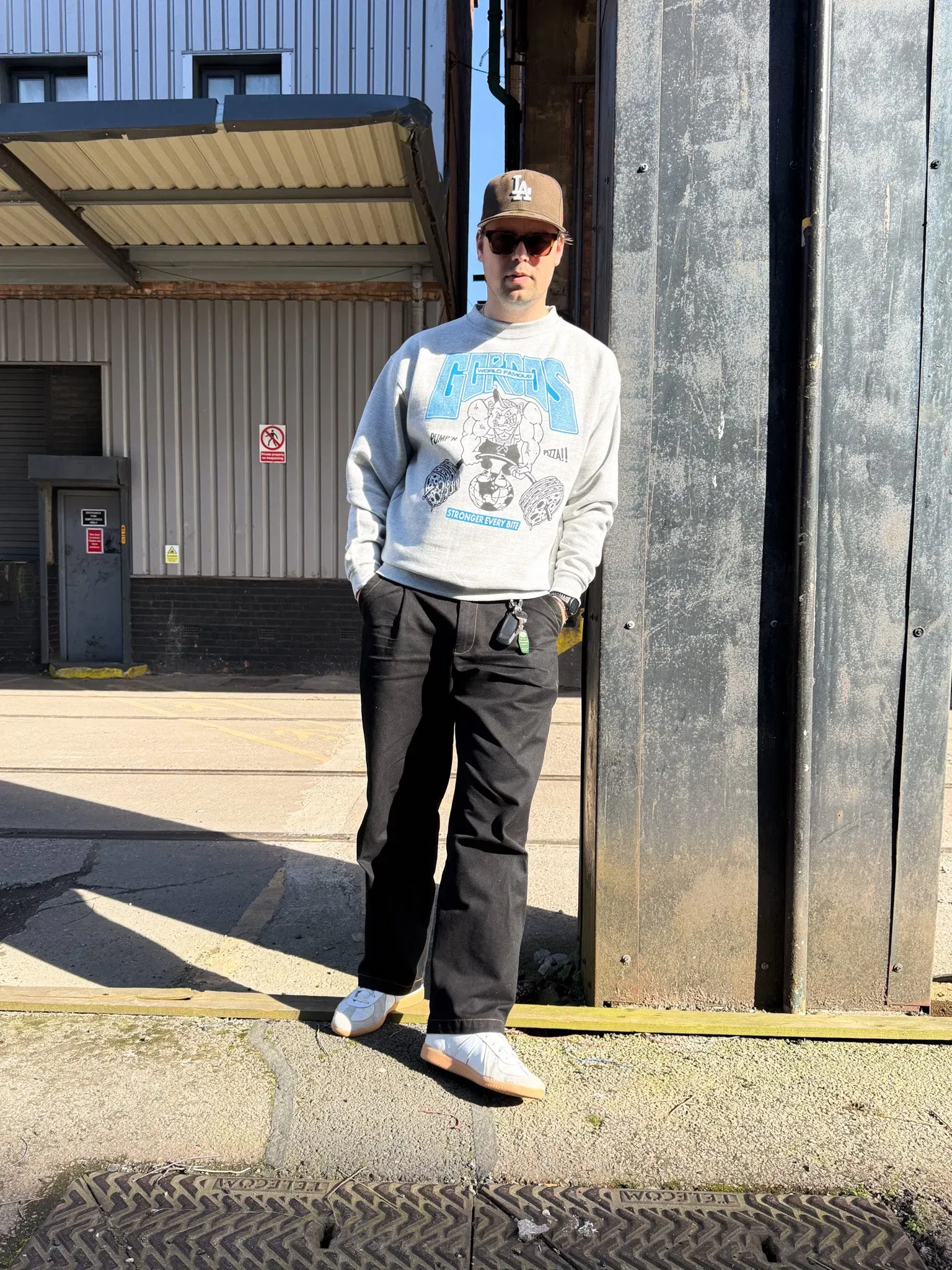Gordos Pizzeria World Famous Gordos 'Heavy Lifters' Heavy Sweater - Grey