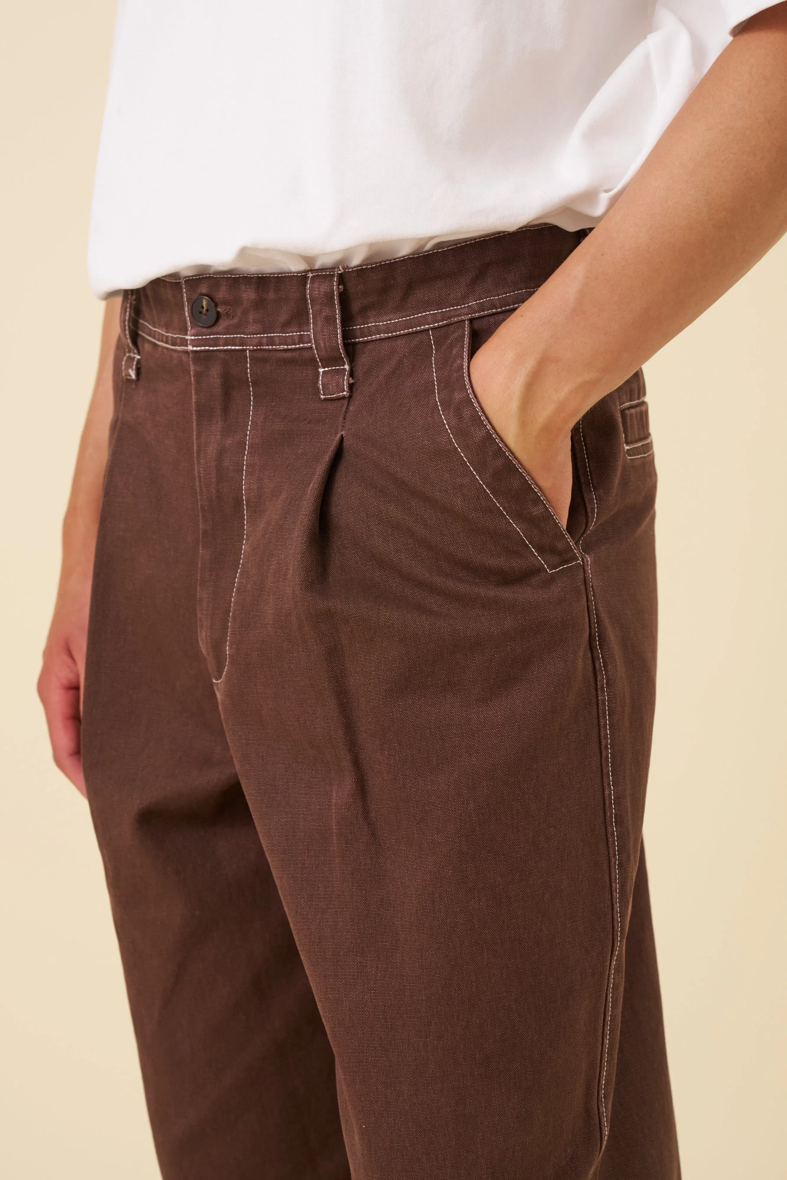 bound Heavy Canvas Workwear Trouser - Brown