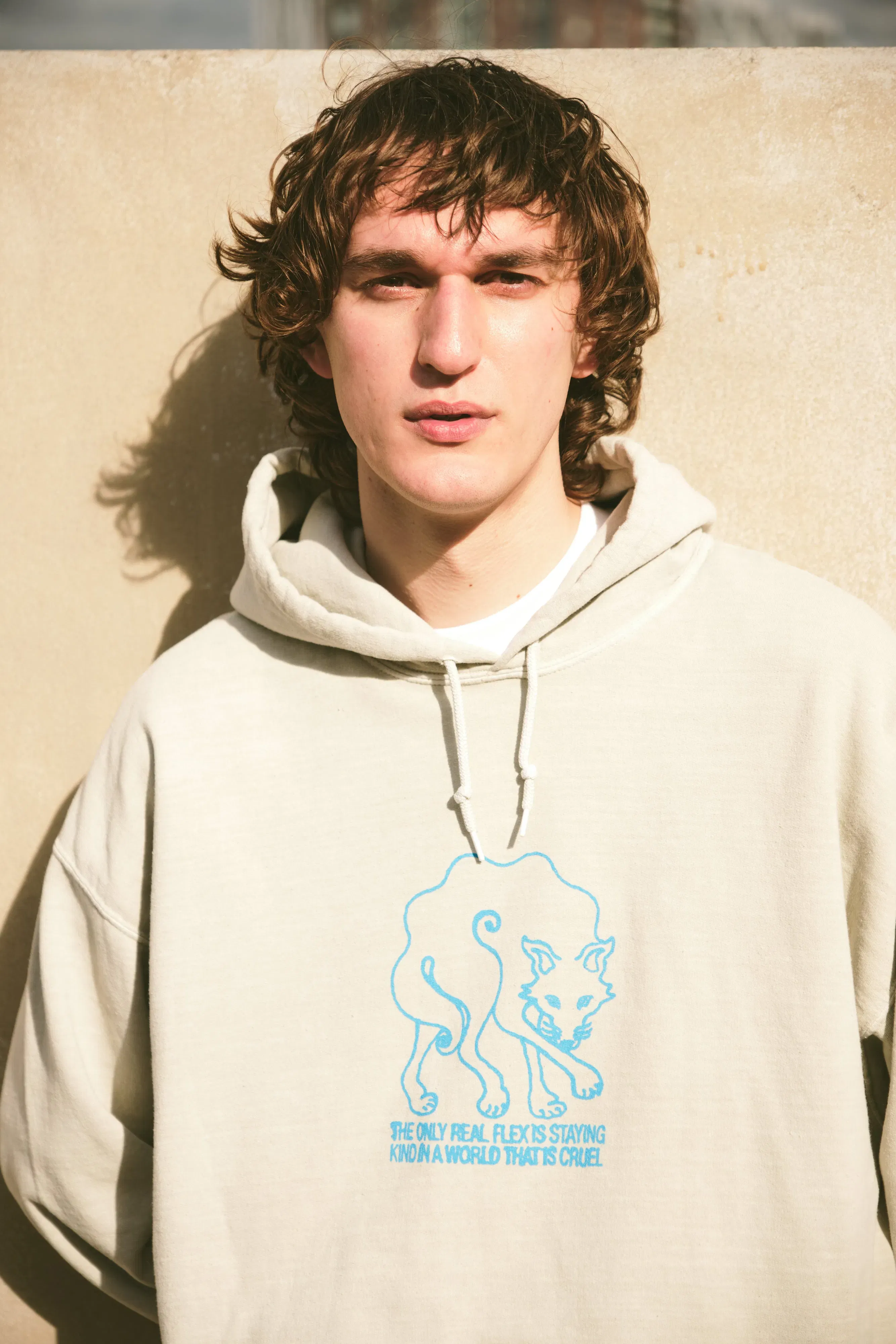 KBar Design KBAR X UN:IK 'Staying Kind' Vintage Washed Hoodie - Ecru
