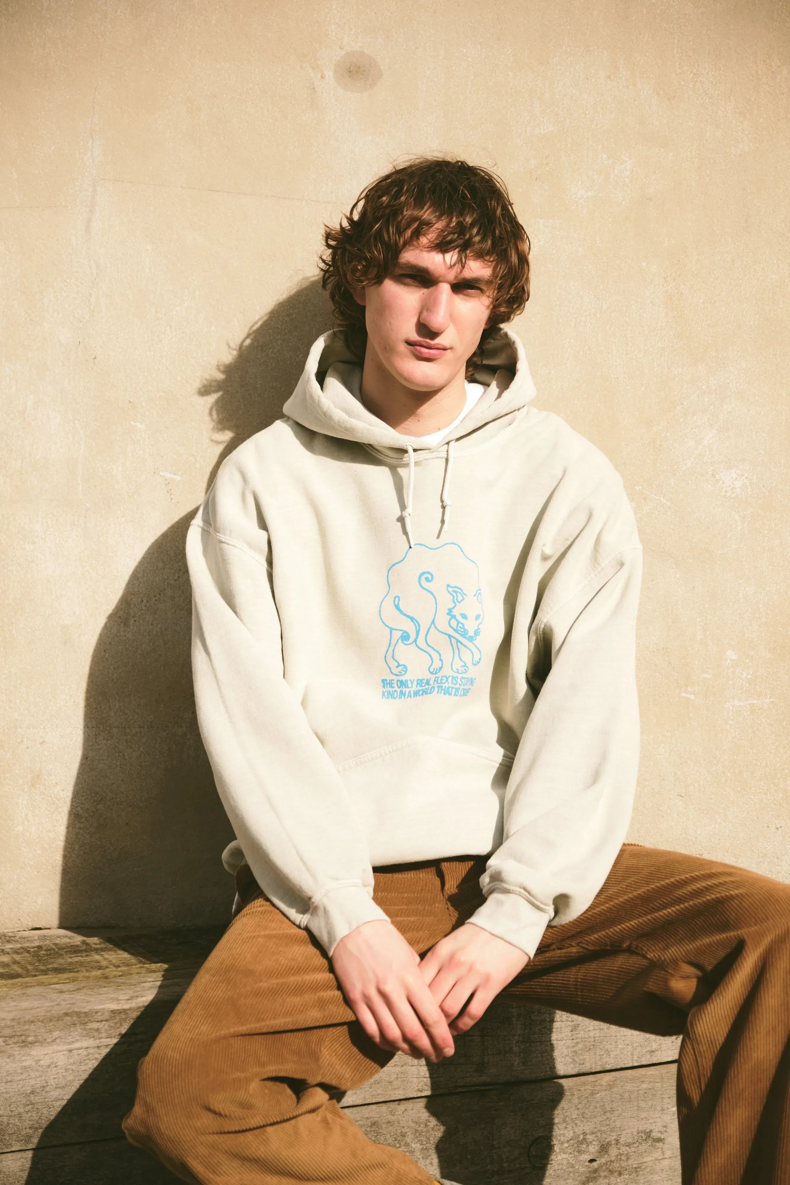 KBar Design KBAR X UN:IK 'Staying Kind' Vintage Washed Hoodie - Ecru