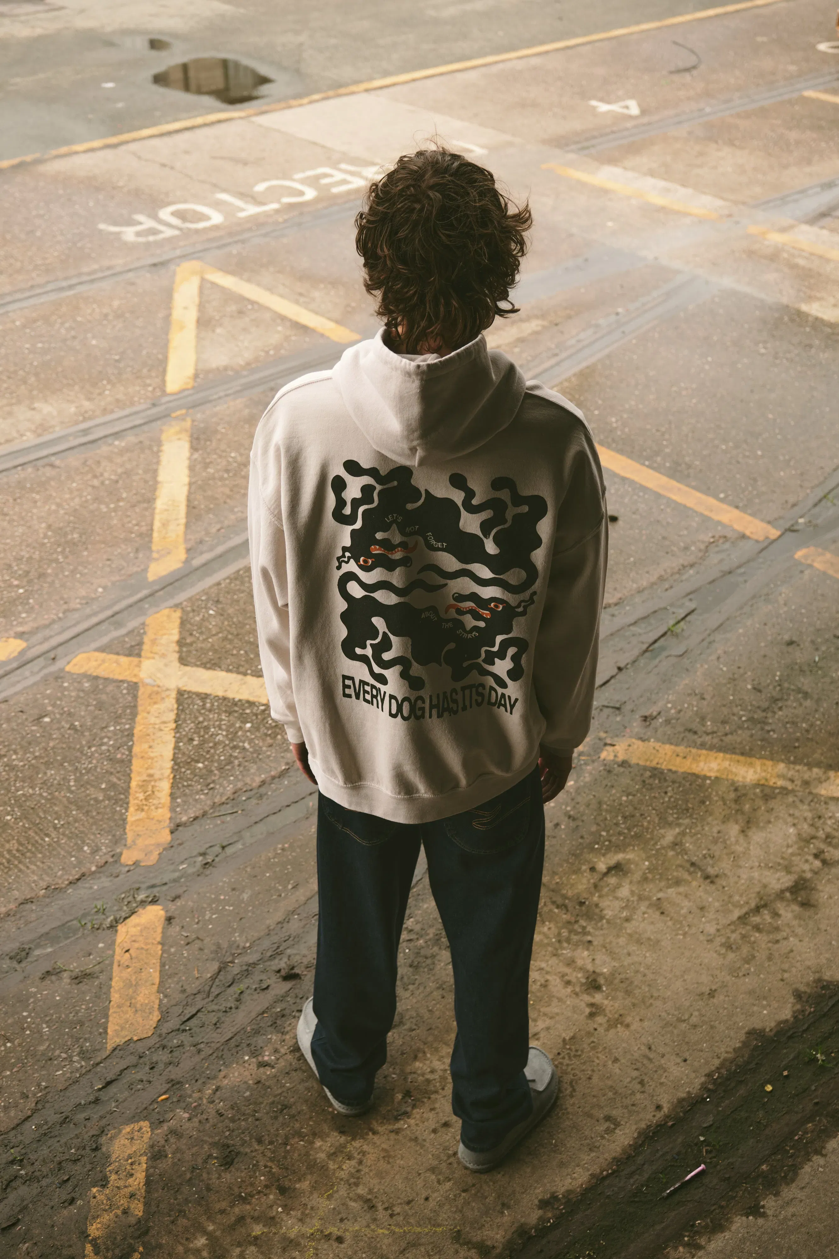 KBar Design KBAR X UN:IK 'Every Dog Has Its Day' Vintage Washed Hoodie - Cream
