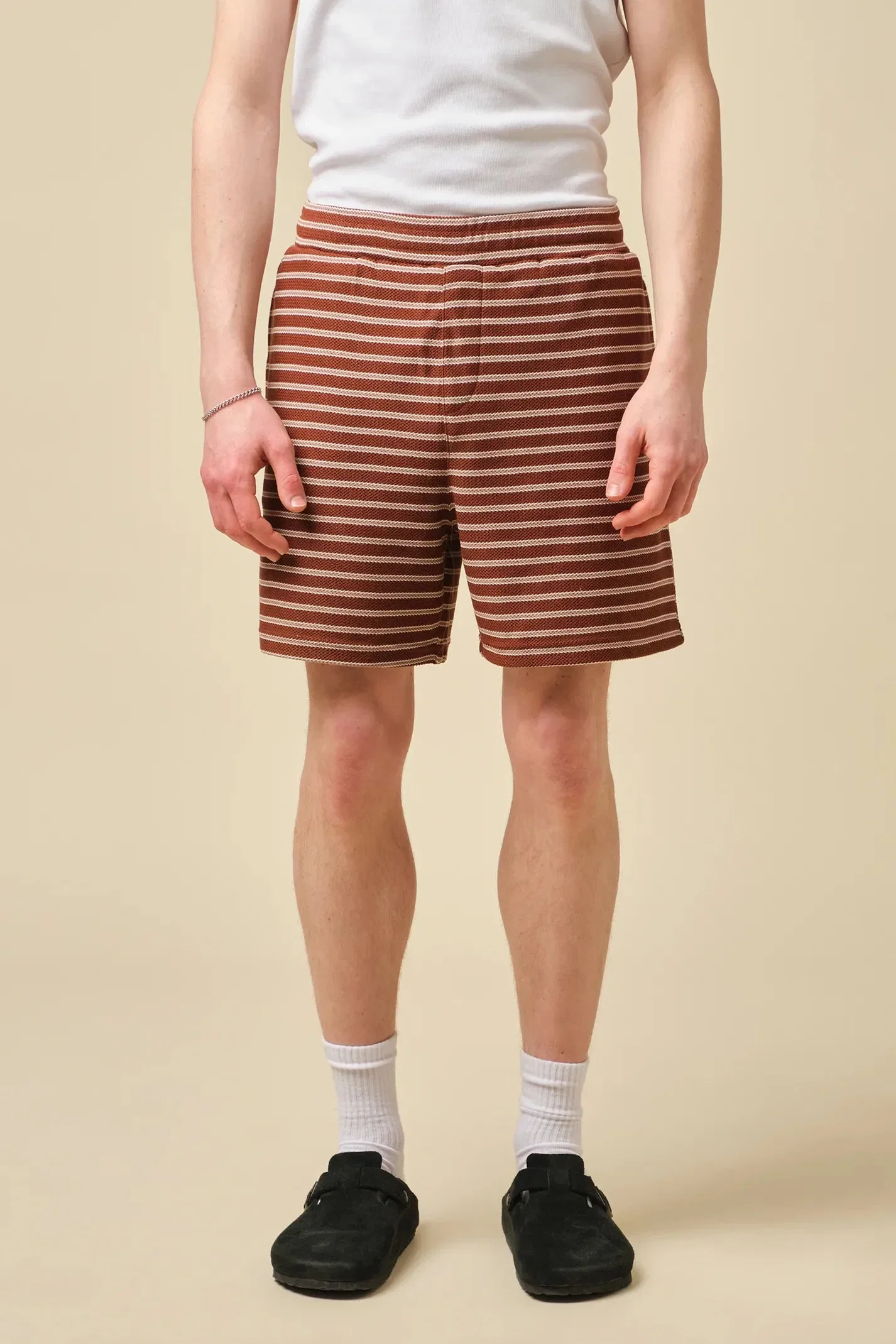 bound Stripe Jacquard Rust Shorts