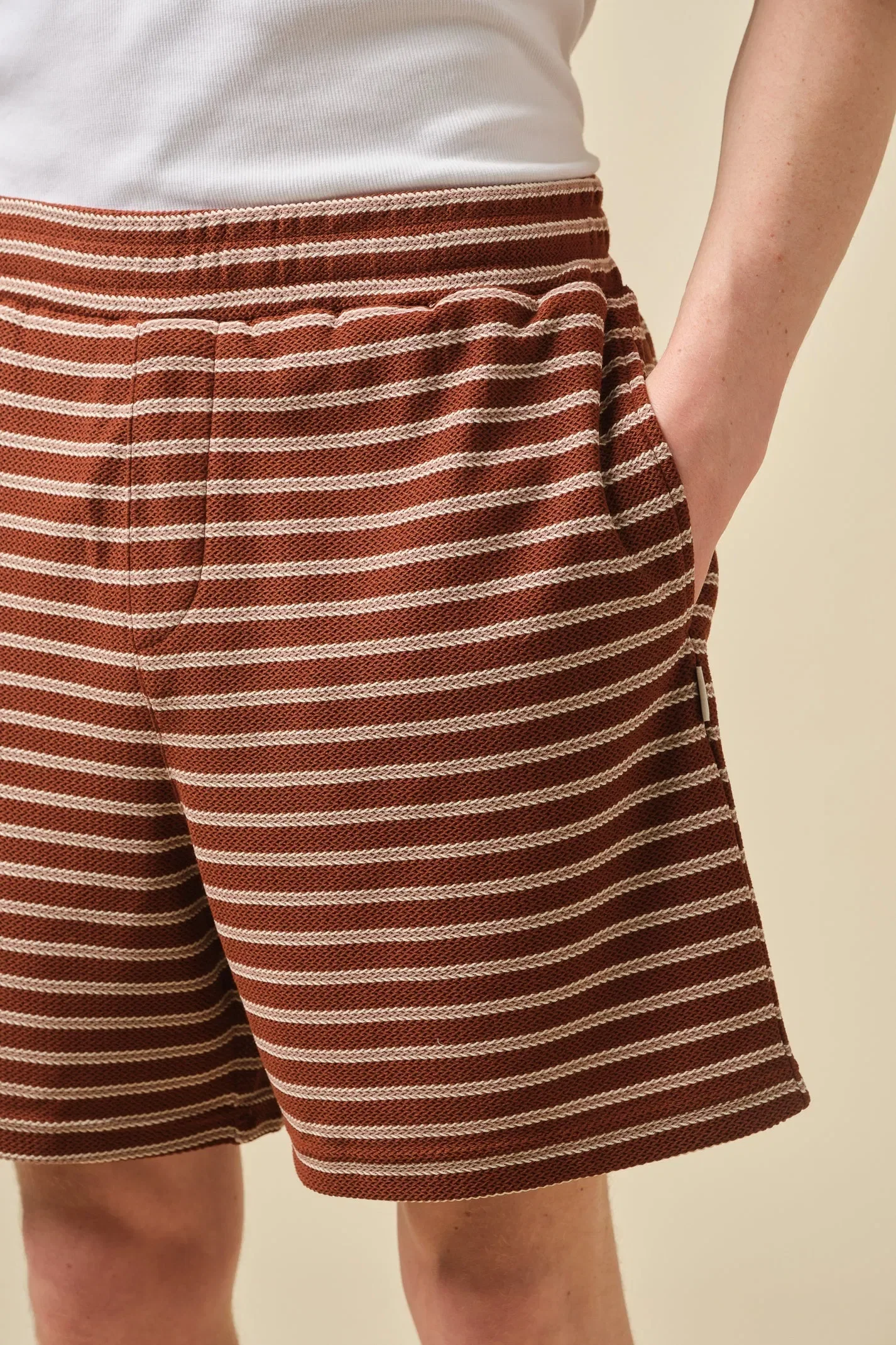 bound Stripe Jacquard Rust Shorts