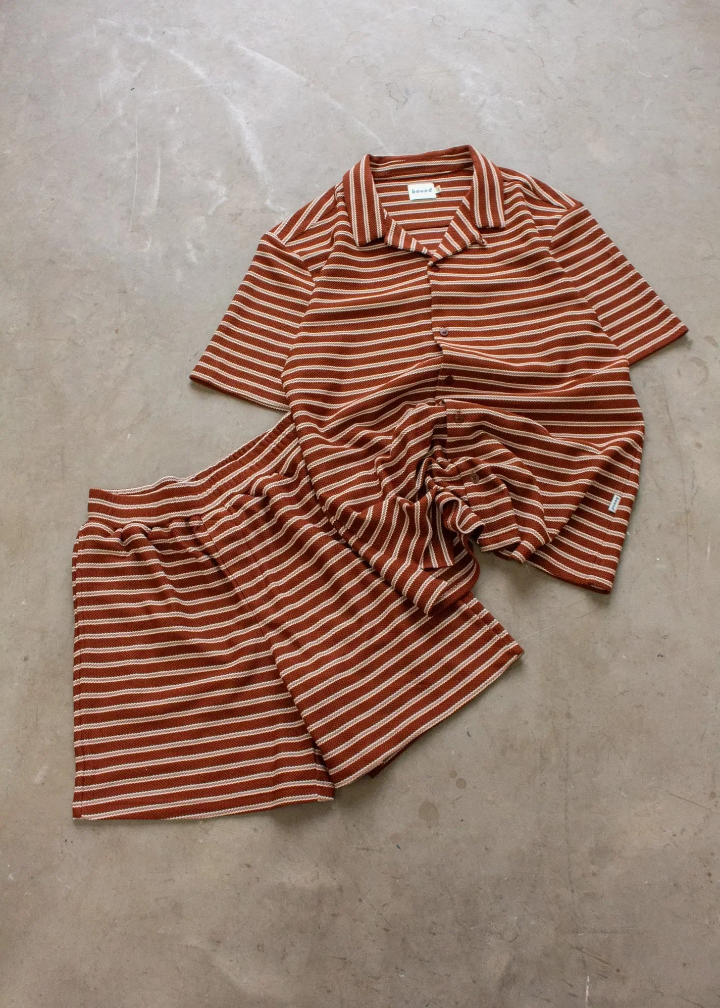 bound Stripe Jacquard Rust Shorts